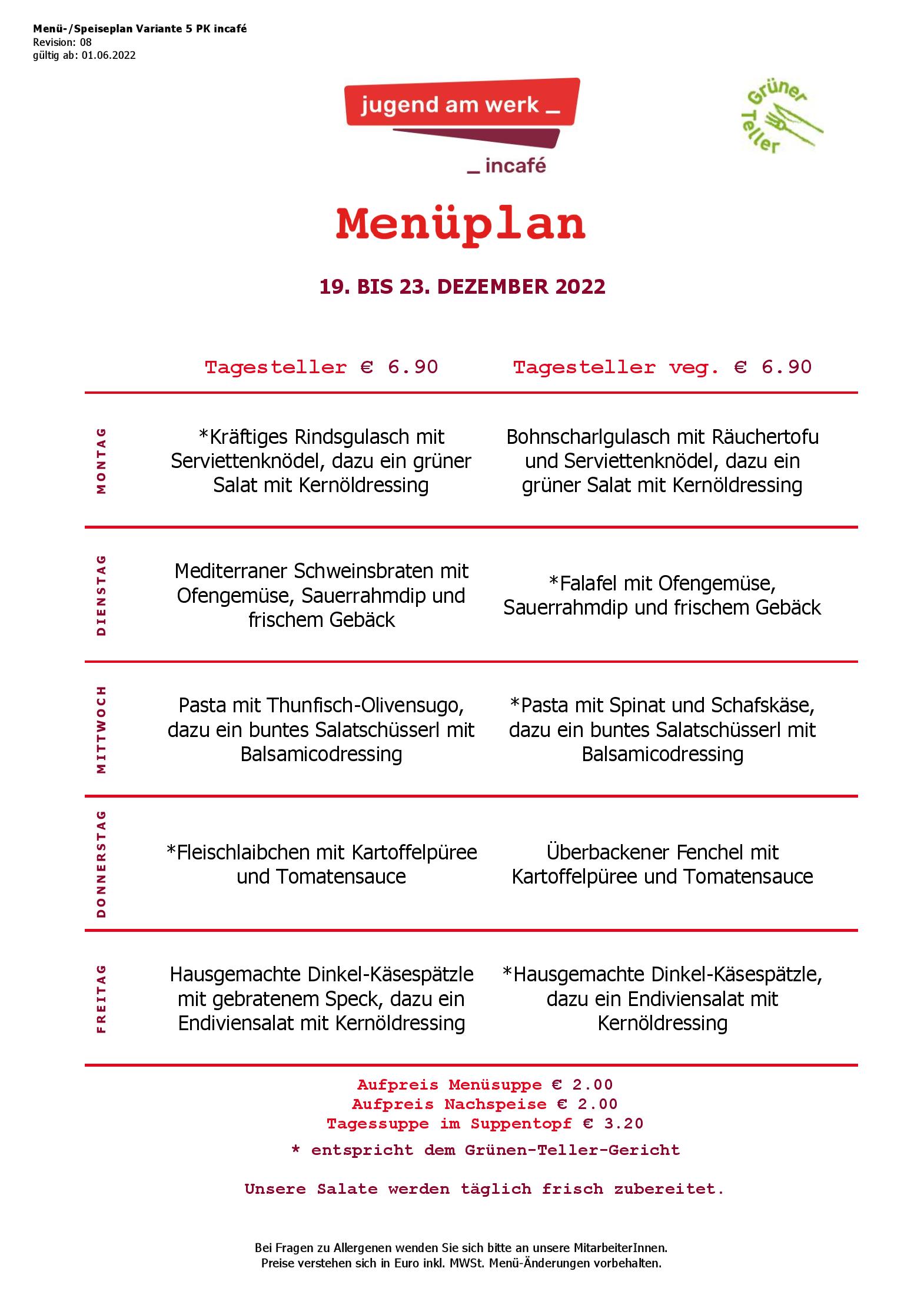 Speisekarte incafé in Graz, Seite 65