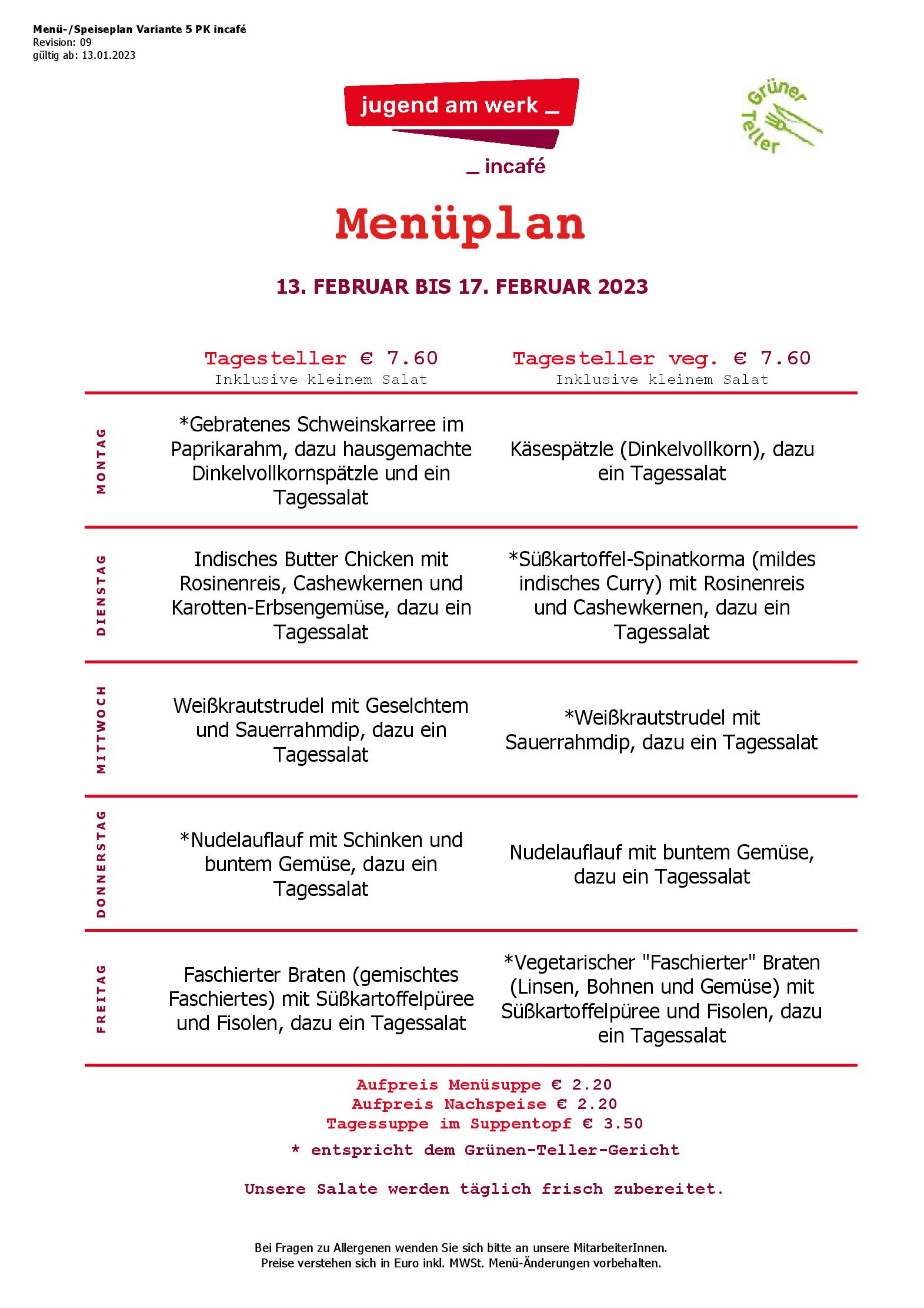 Speisekarte incafé in Graz, Seite 192