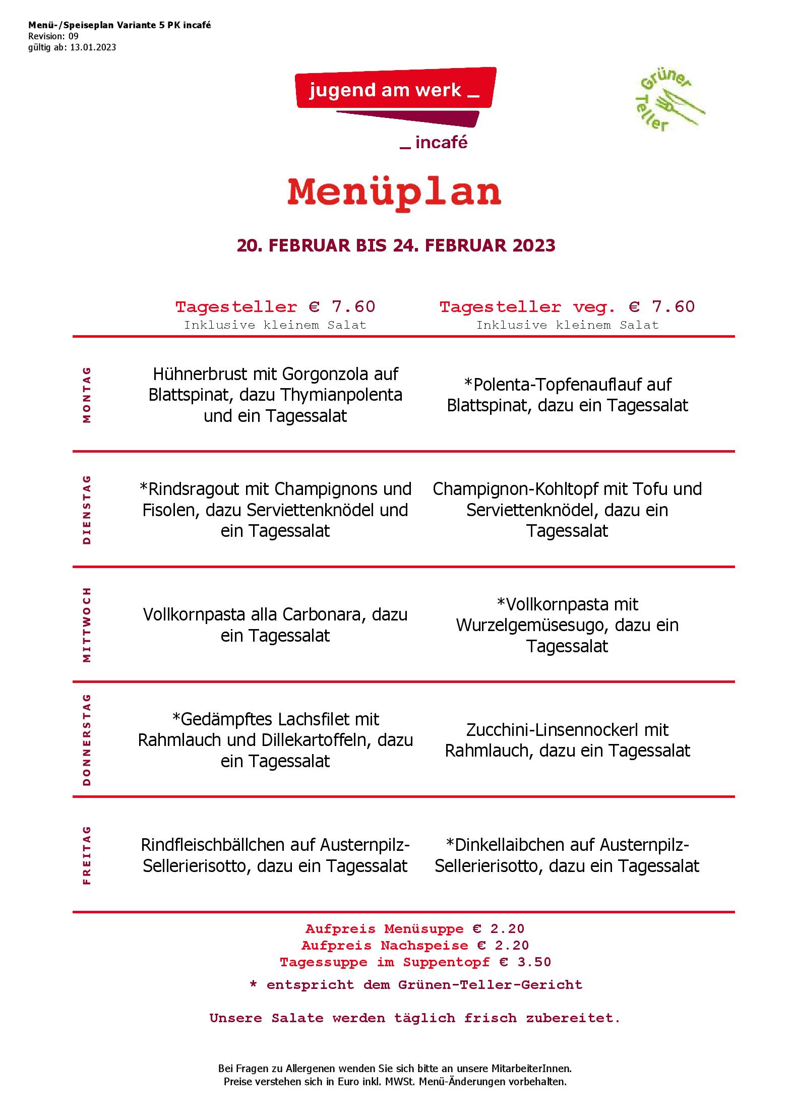 Speisekarte incafé in Graz, Seite 193