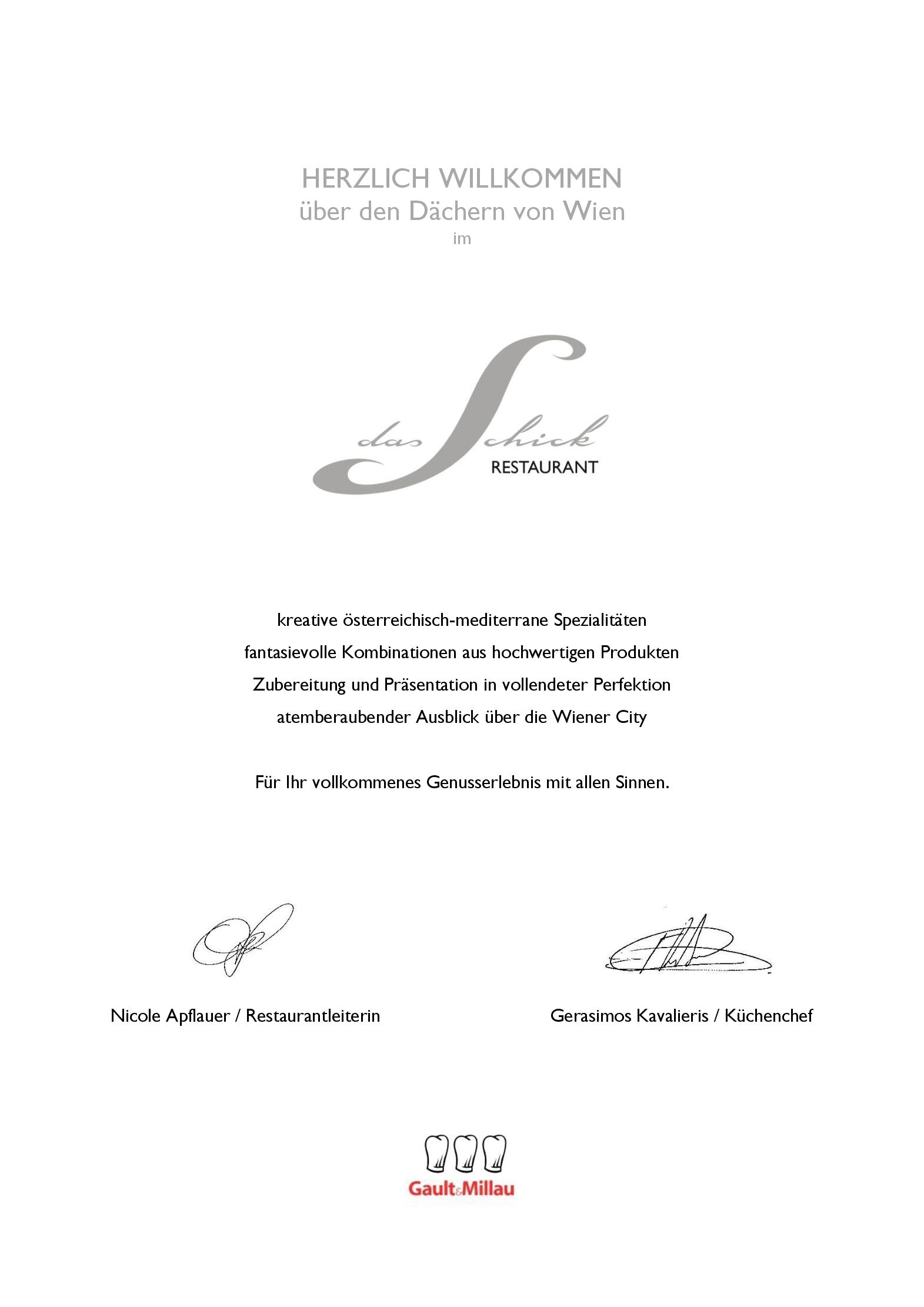 Speisekarte Restaurant Das Schick in Wien, Seite 6
