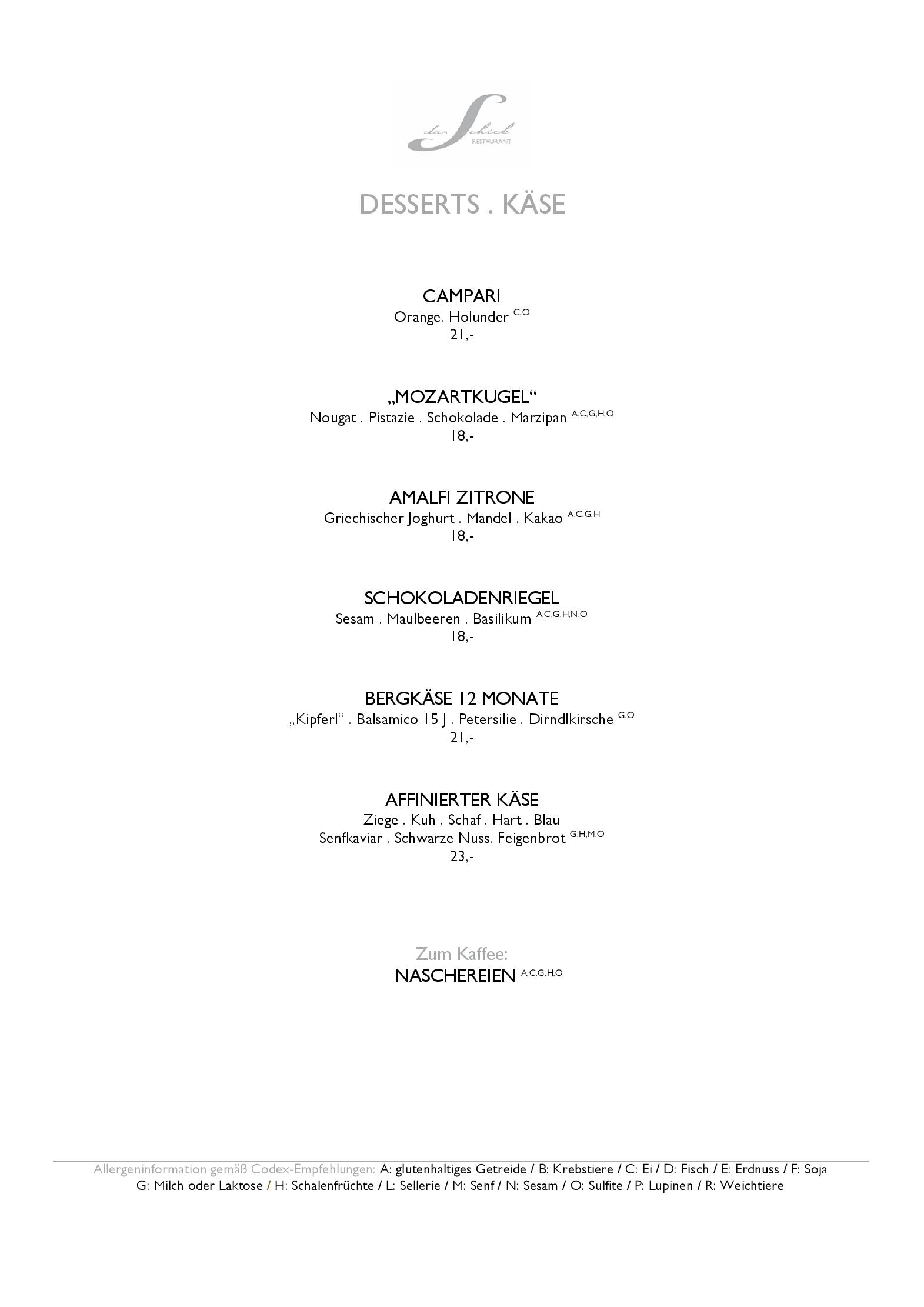 Speisekarte Restaurant Das Schick in Wien, Seite 15