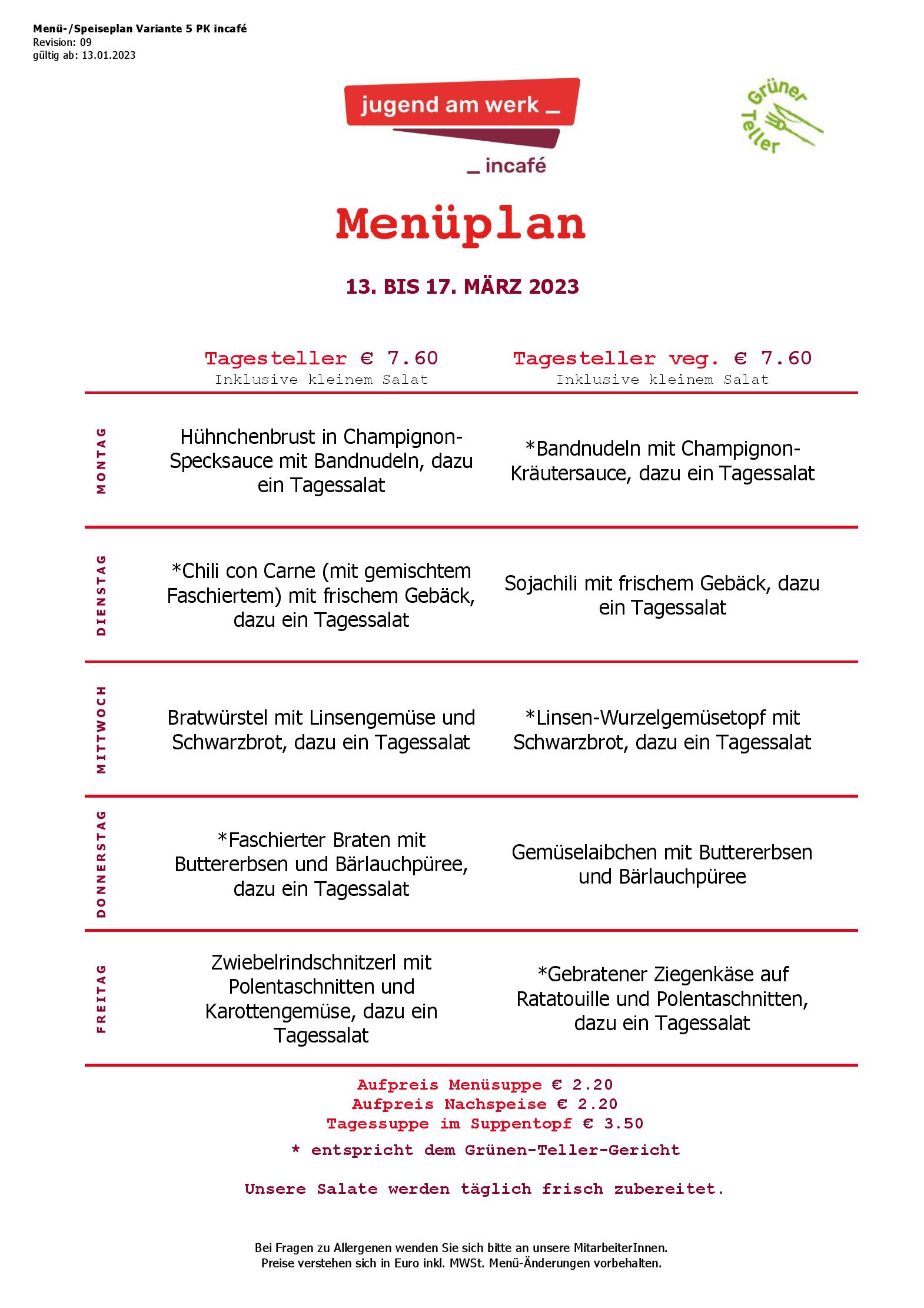 Speisekarte incafé in Graz, Seite 32