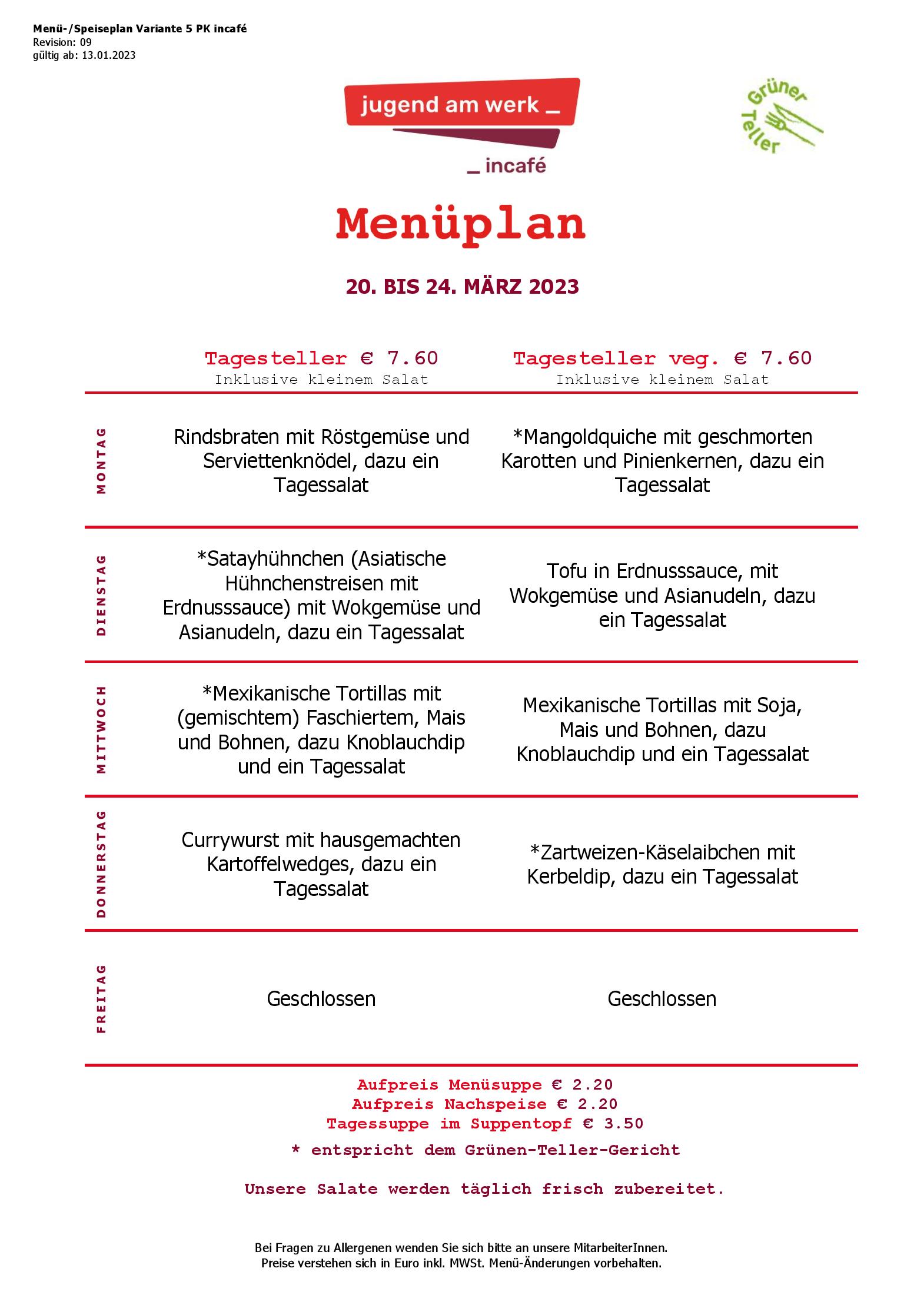 Speisekarte incafé in Graz, Seite 178