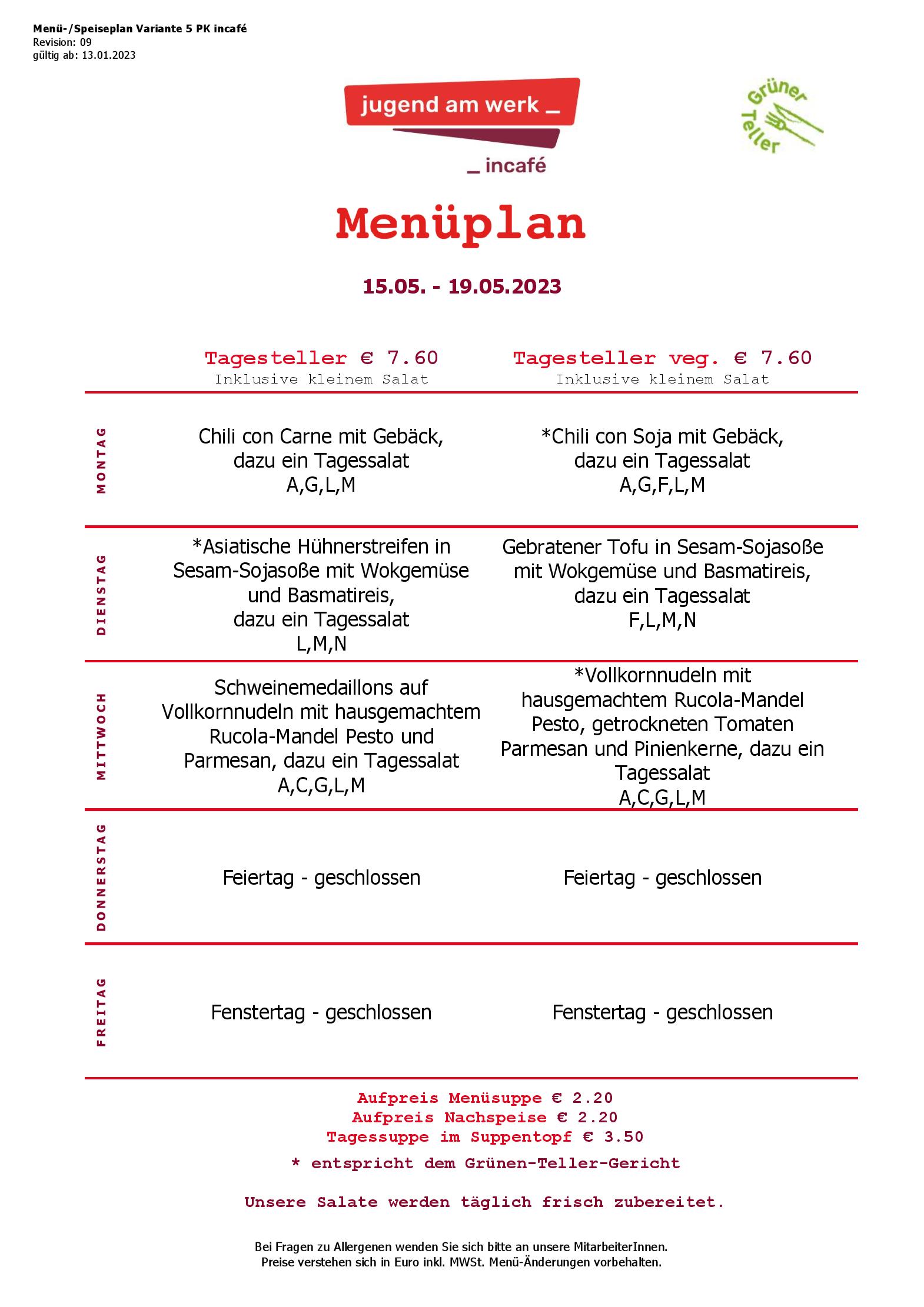 Speisekarte incafé in Graz, Seite 199