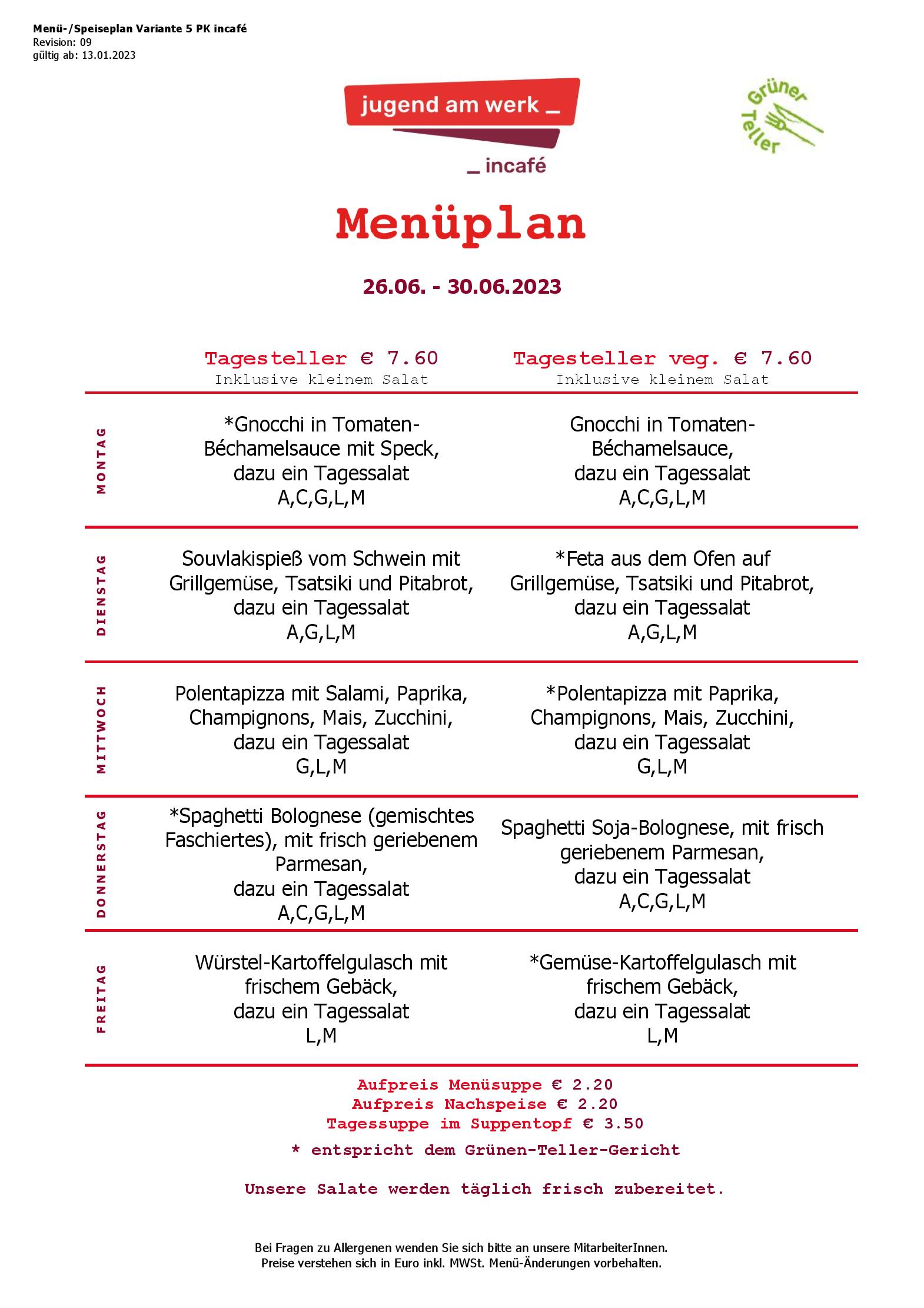 Speisekarte incafé in Graz, Seite 46