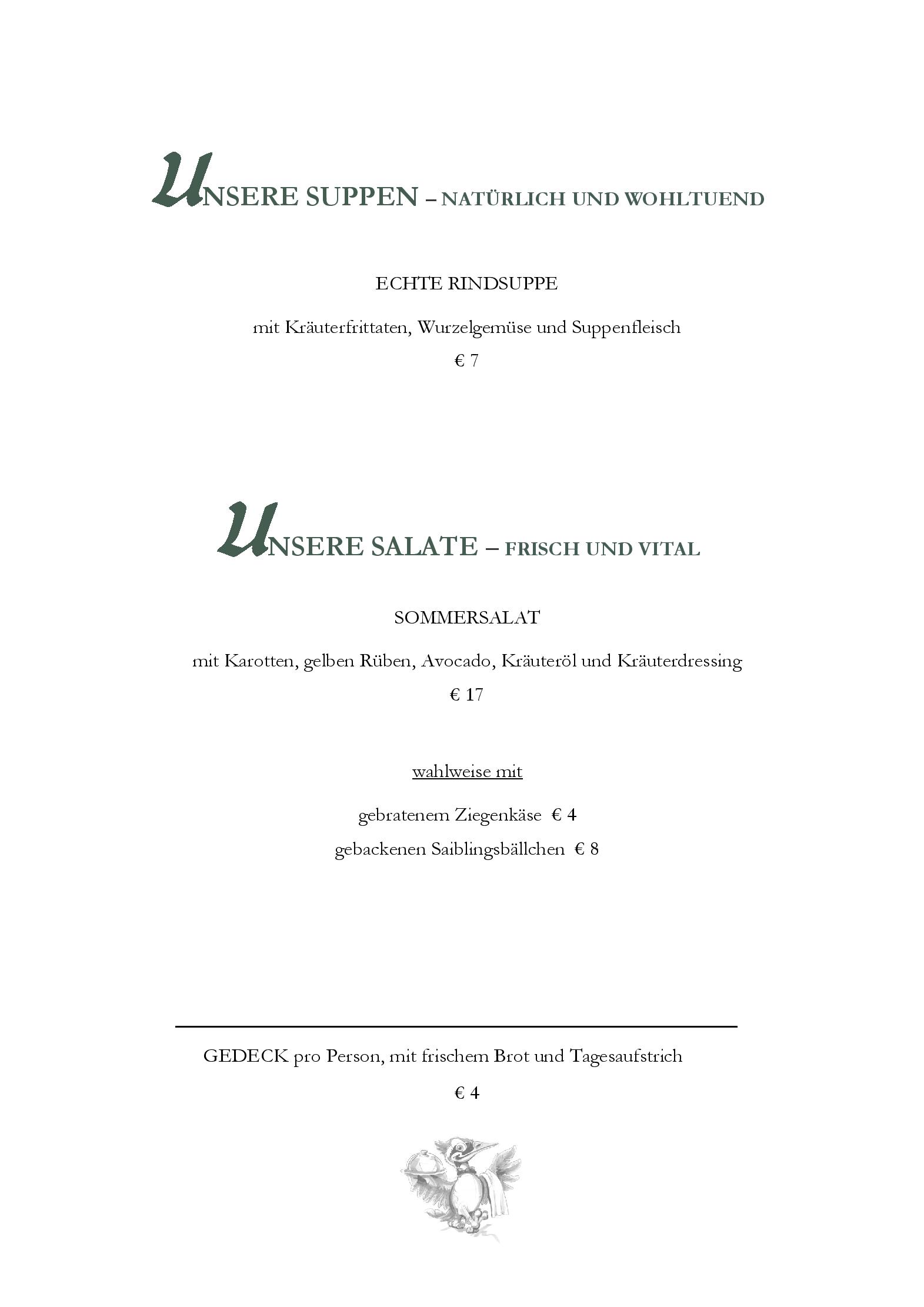 Speisekarte Specht in Wien, Seite 1