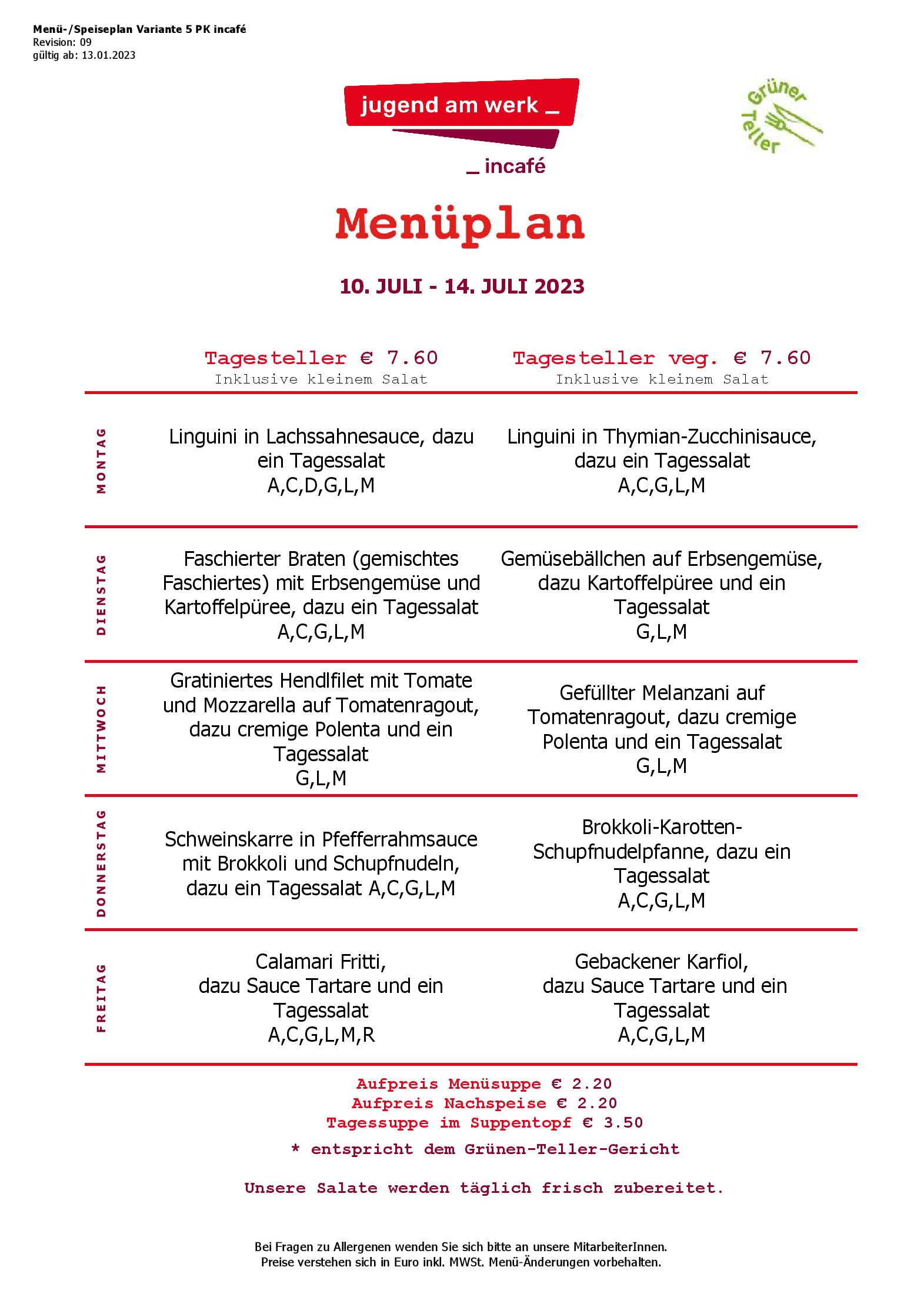 Speisekarte incafé in Graz, Seite 12
