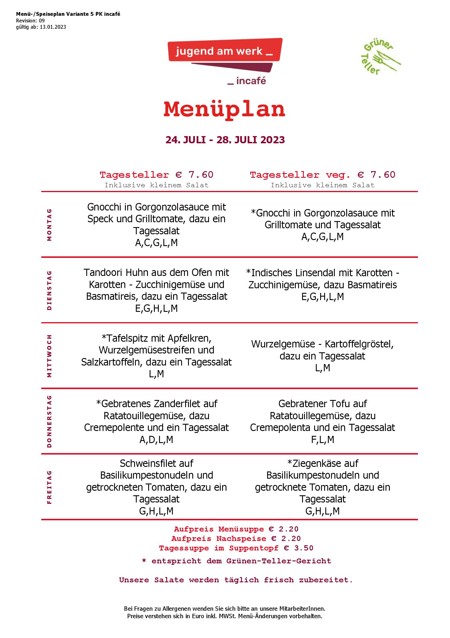 Speisekarte incafé in Graz, Seite 53