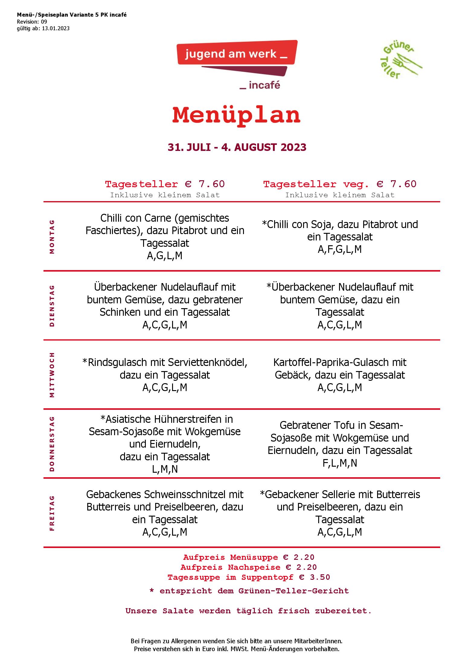 Speisekarte incafé in Graz, Seite 27