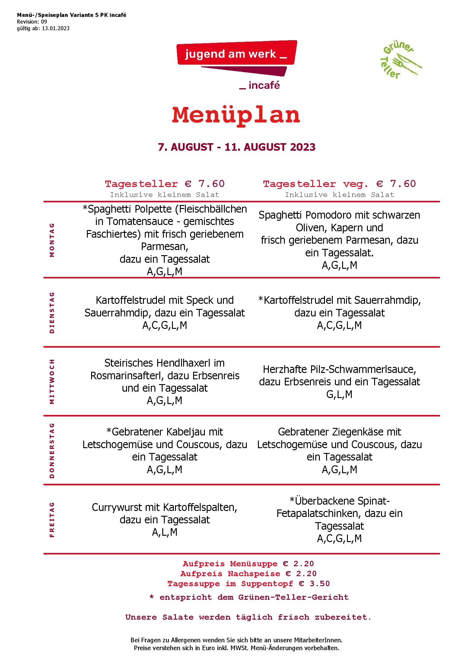 Speisekarte incafé in Graz, Seite 26