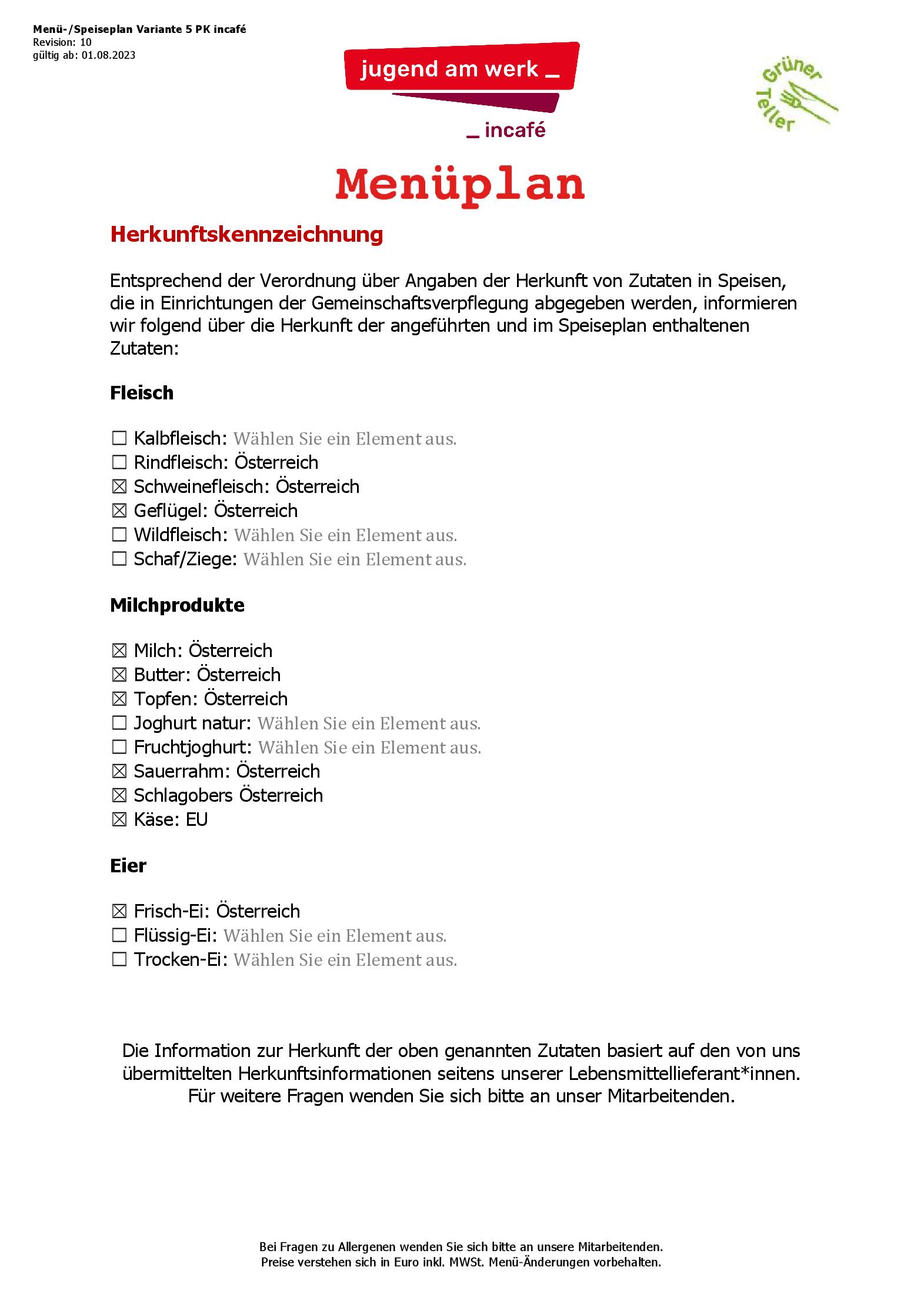 Speisekarte incafé in Graz, Seite 48