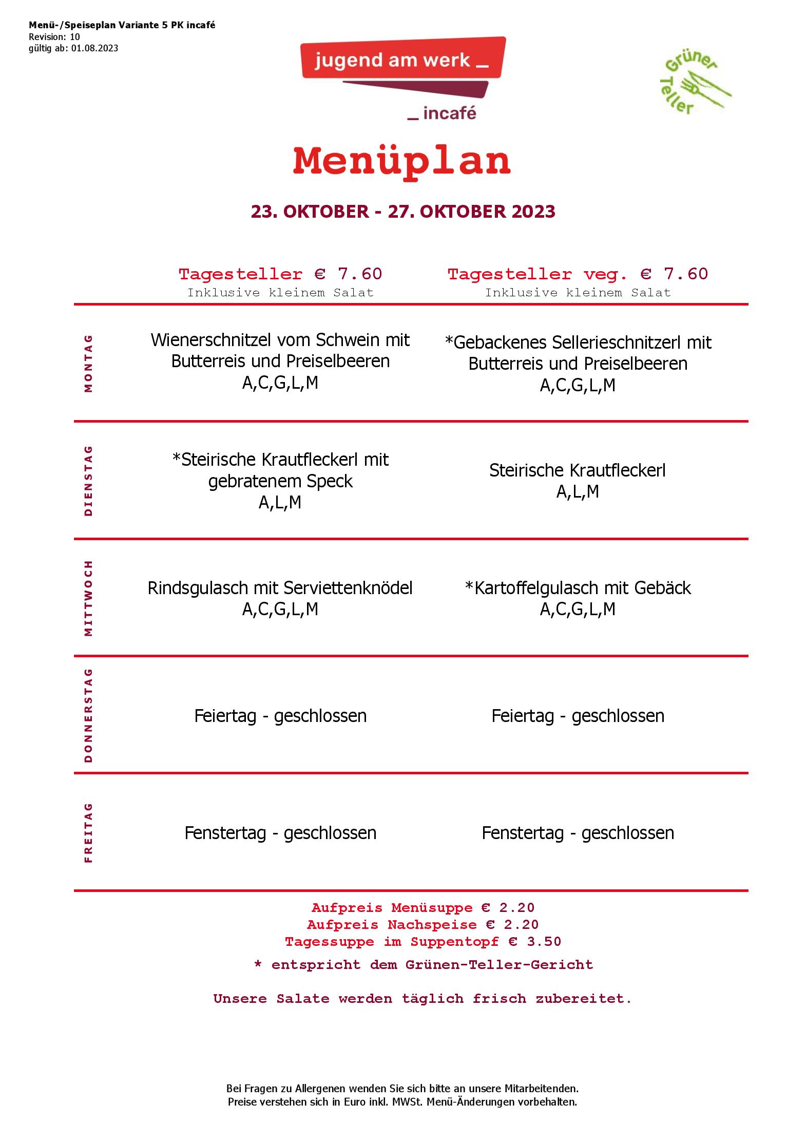 Speisekarte incafé in Graz, Seite 50