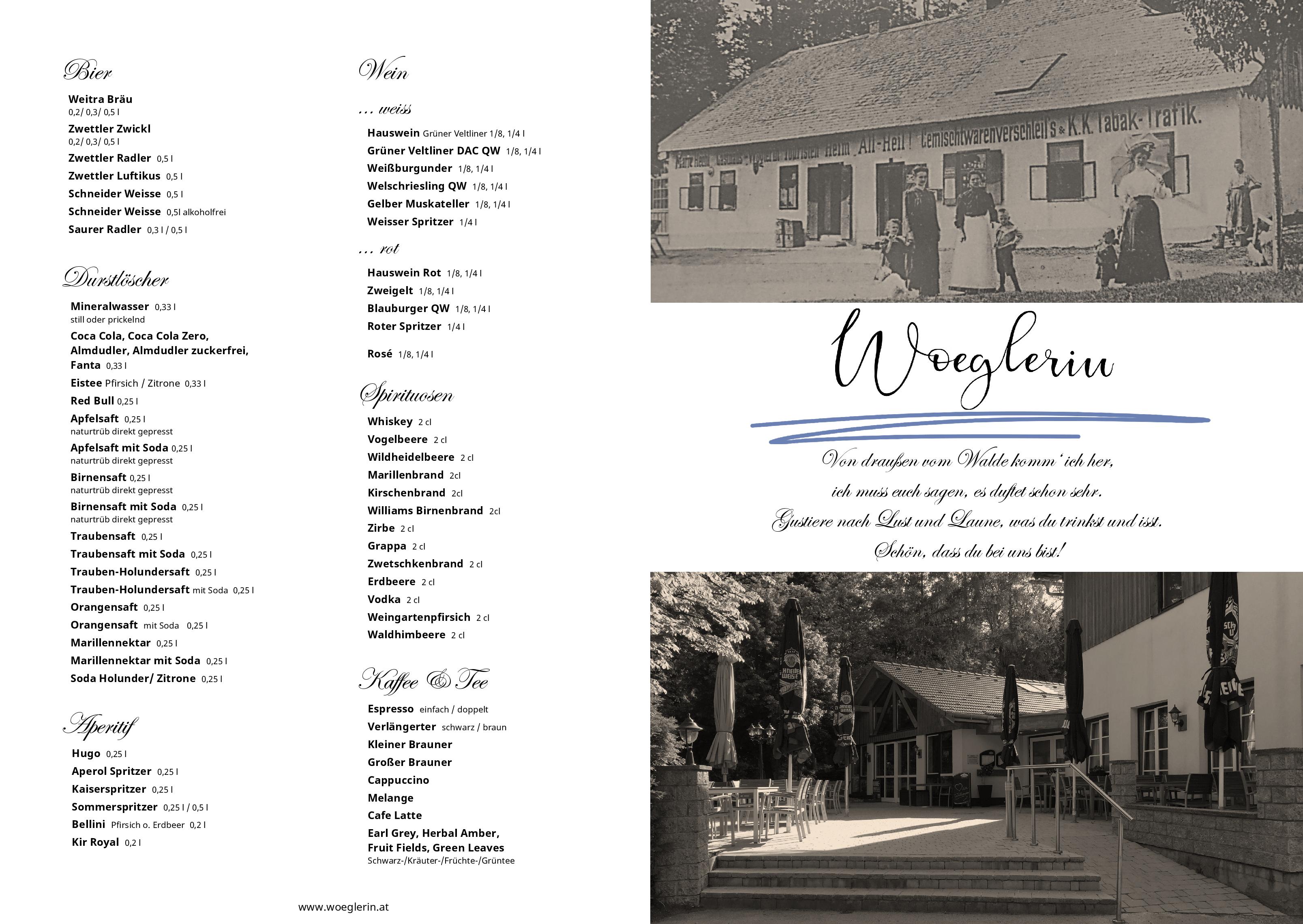 Speisekarte Gasthaus Wöglerin in Wienerwald, Seite 2
