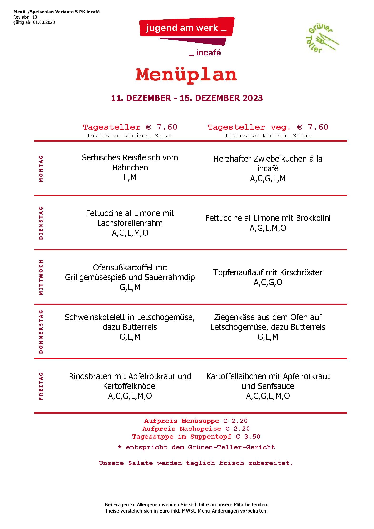 Speisekarte incafé in Graz, Seite 147