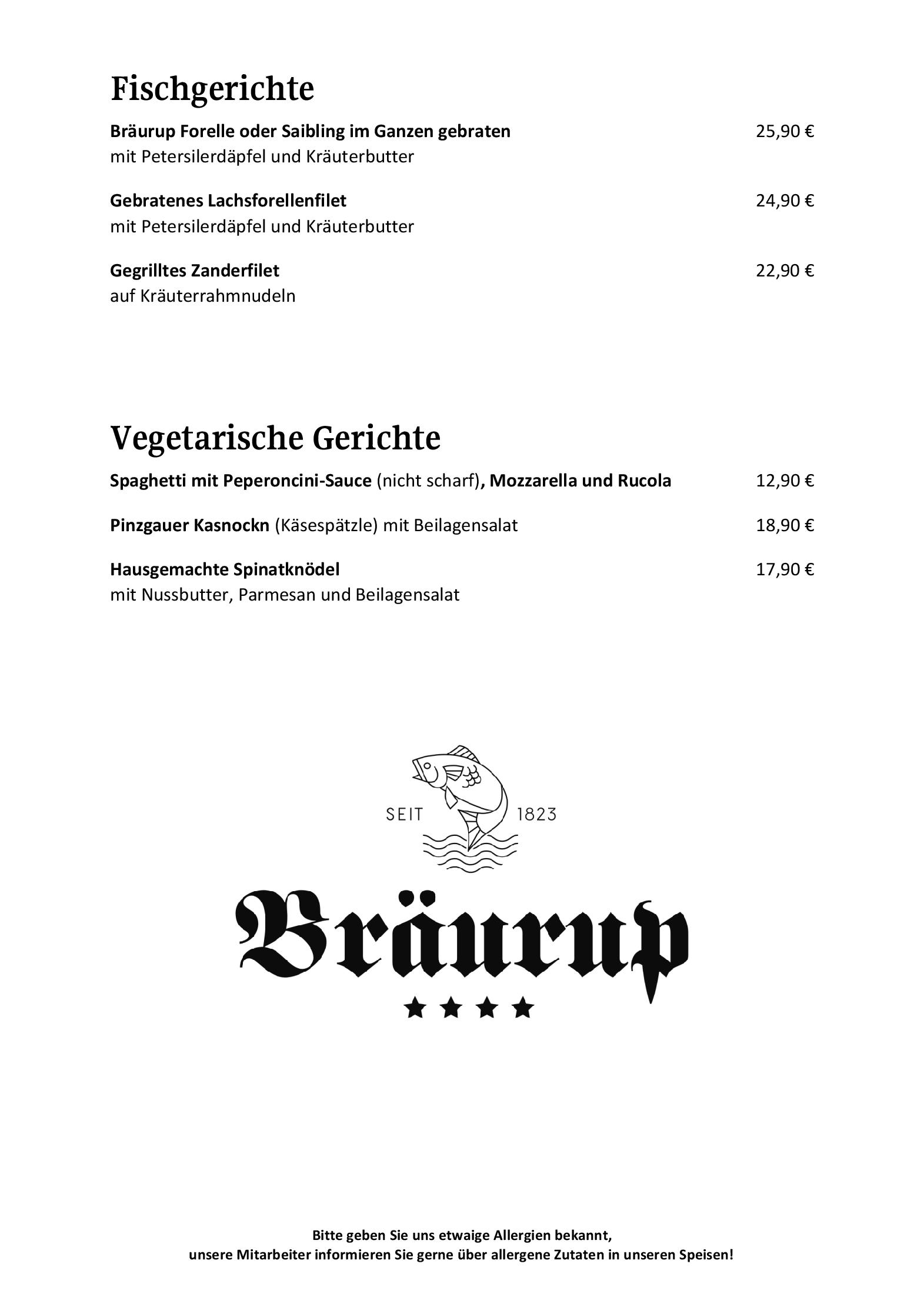 Speisekarte Hotel Restaurant Brauerei BRÄURUP in Mittersill, Seite 10