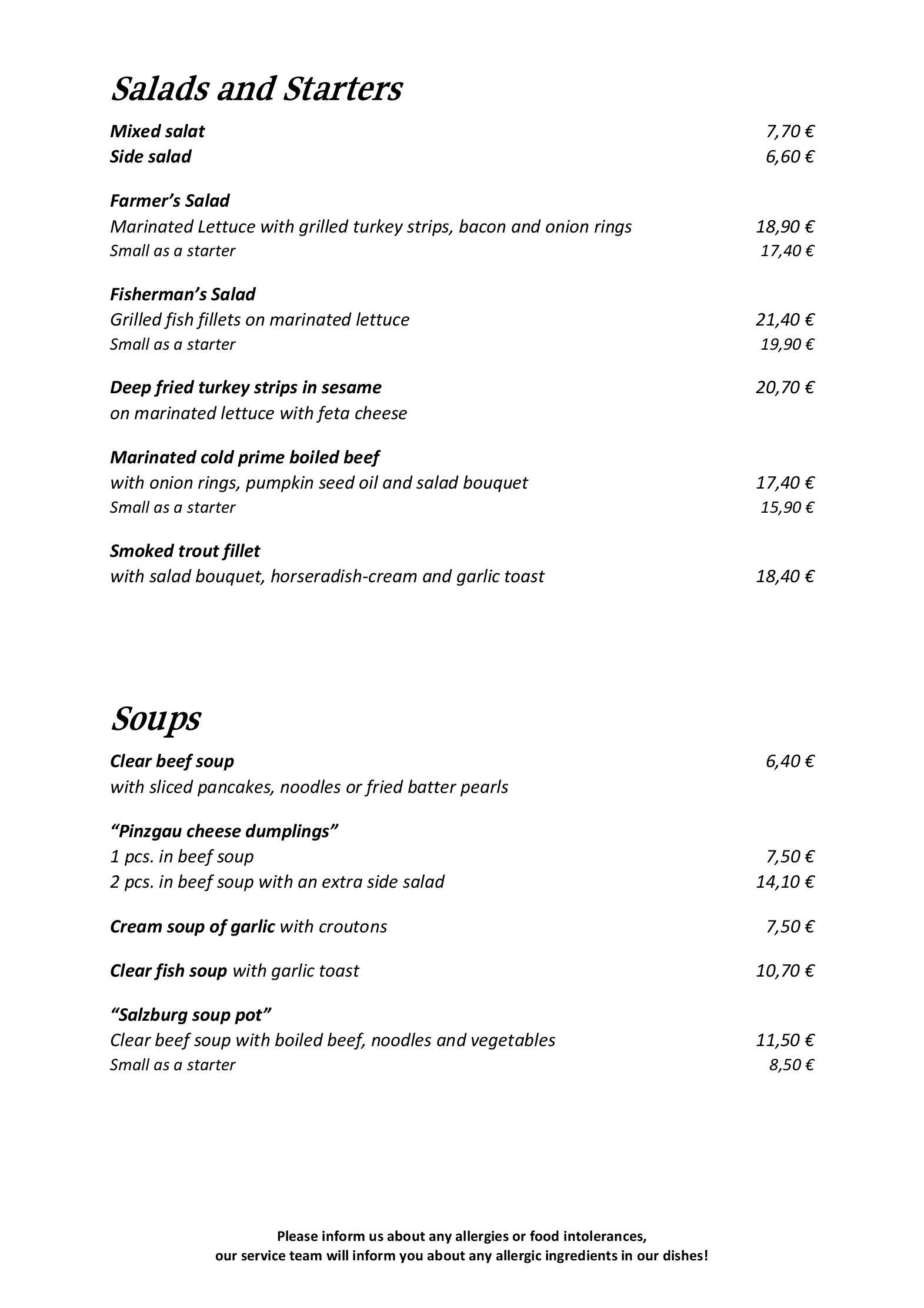 Speisekarte Hotel Restaurant Brauerei BRÄURUP in Mittersill, Seite 8