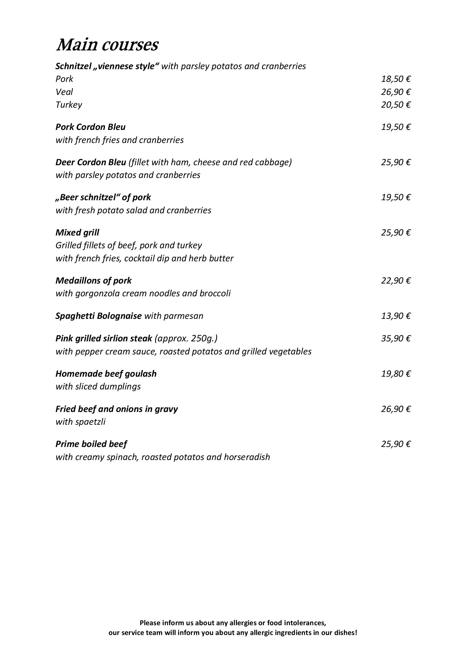 Speisekarte Hotel Restaurant Brauerei BRÄURUP in Mittersill, Seite 7