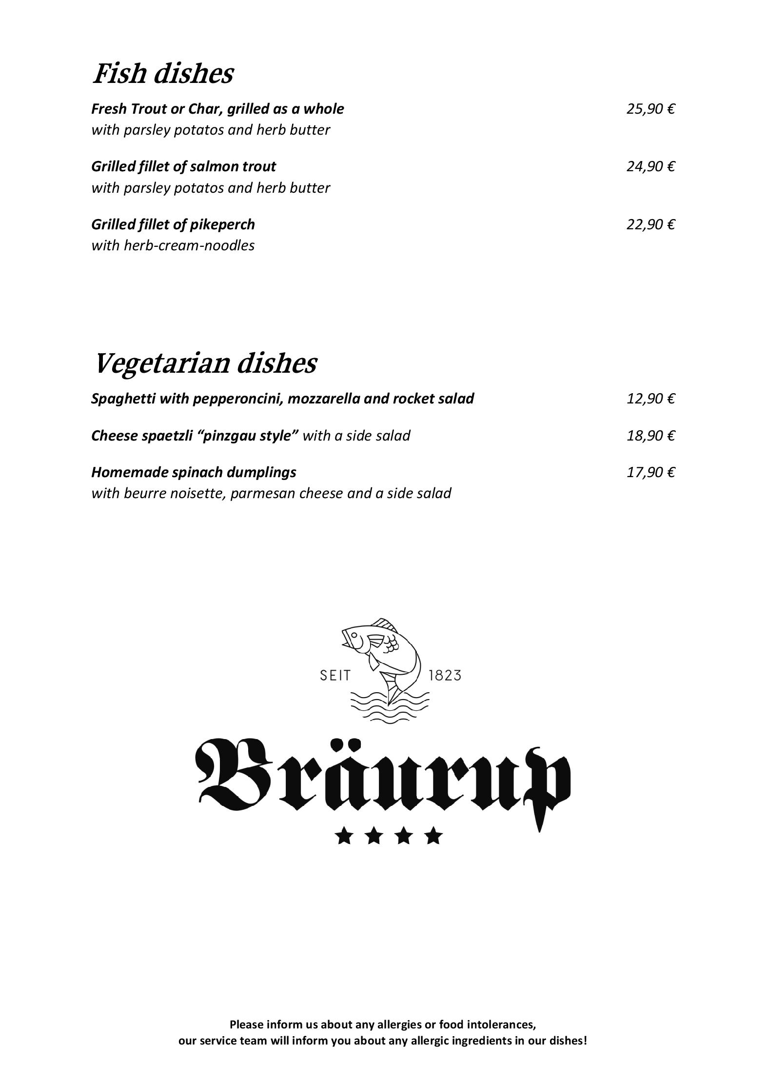 Speisekarte Hotel Restaurant Brauerei BRÄURUP in Mittersill, Seite 6