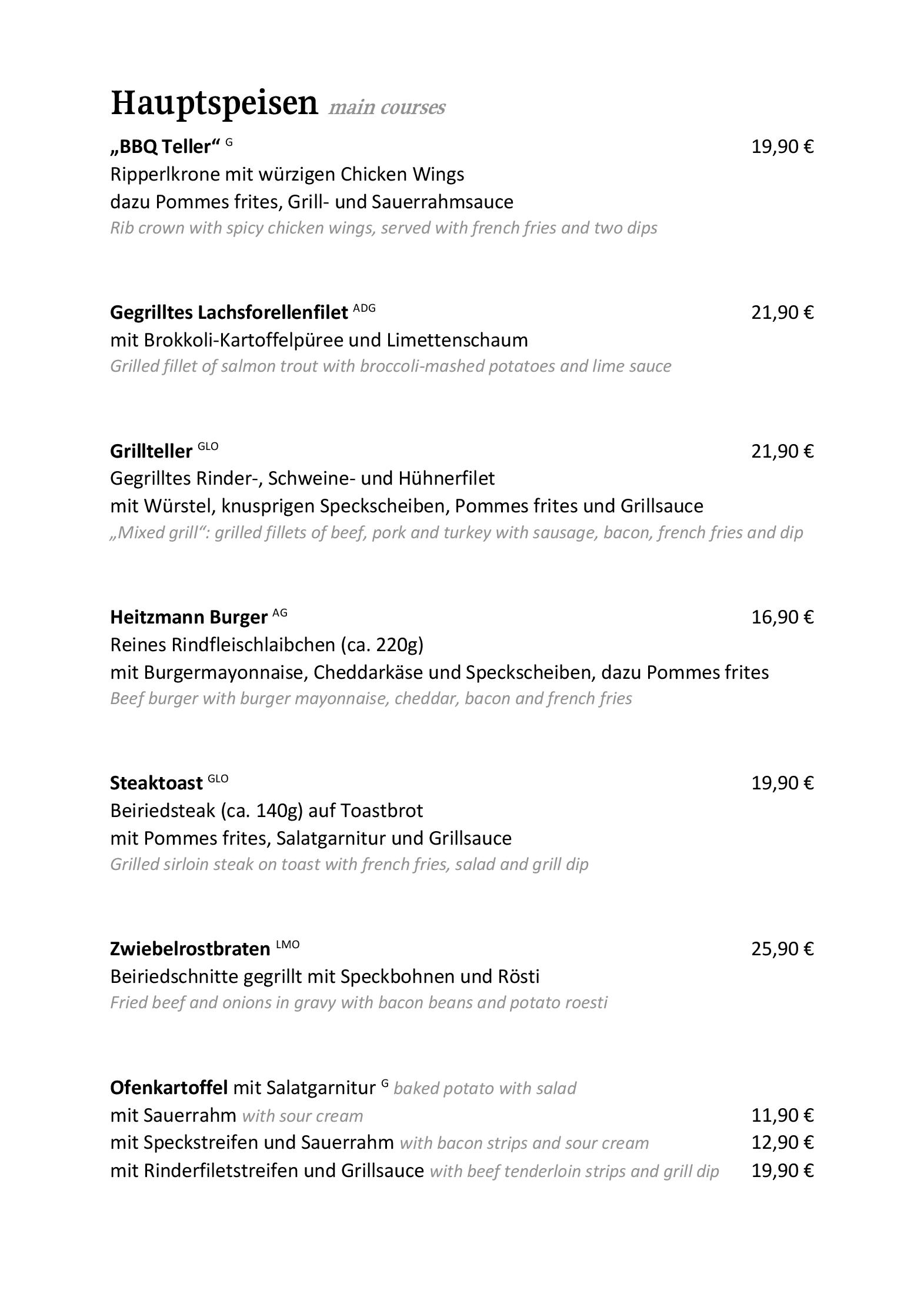 Speisekarte Hotel Heitzmann Steakhouse & Restaurant in Mittersill, Seite 2
