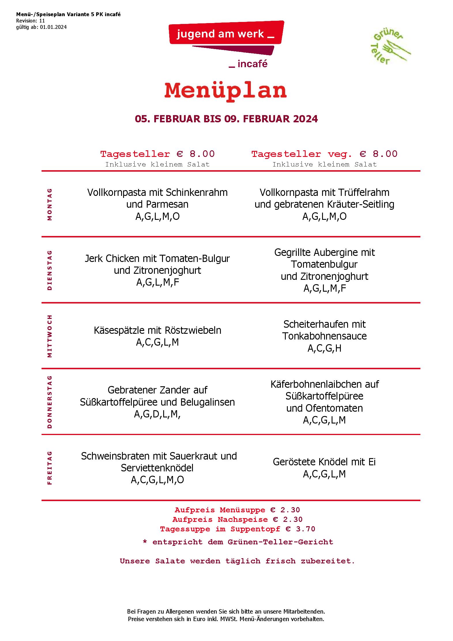 Speisekarte incafé in Graz, Seite 127