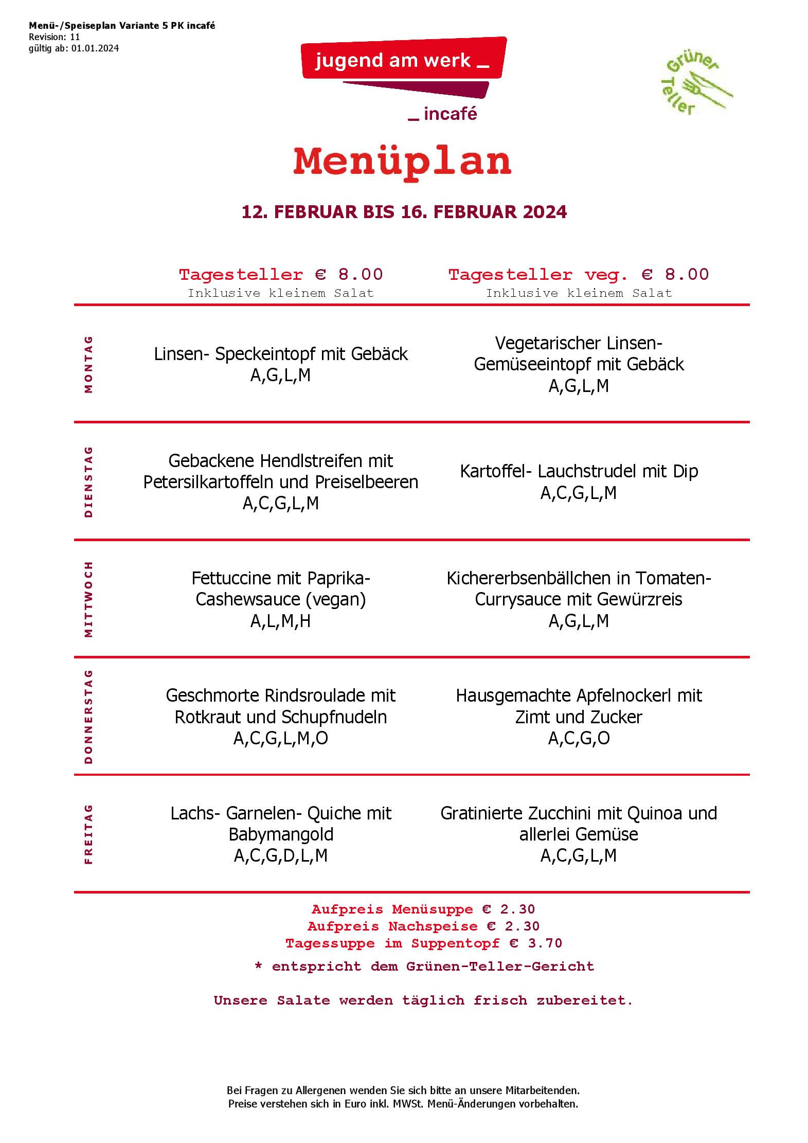 Speisekarte incafé in Graz, Seite 125