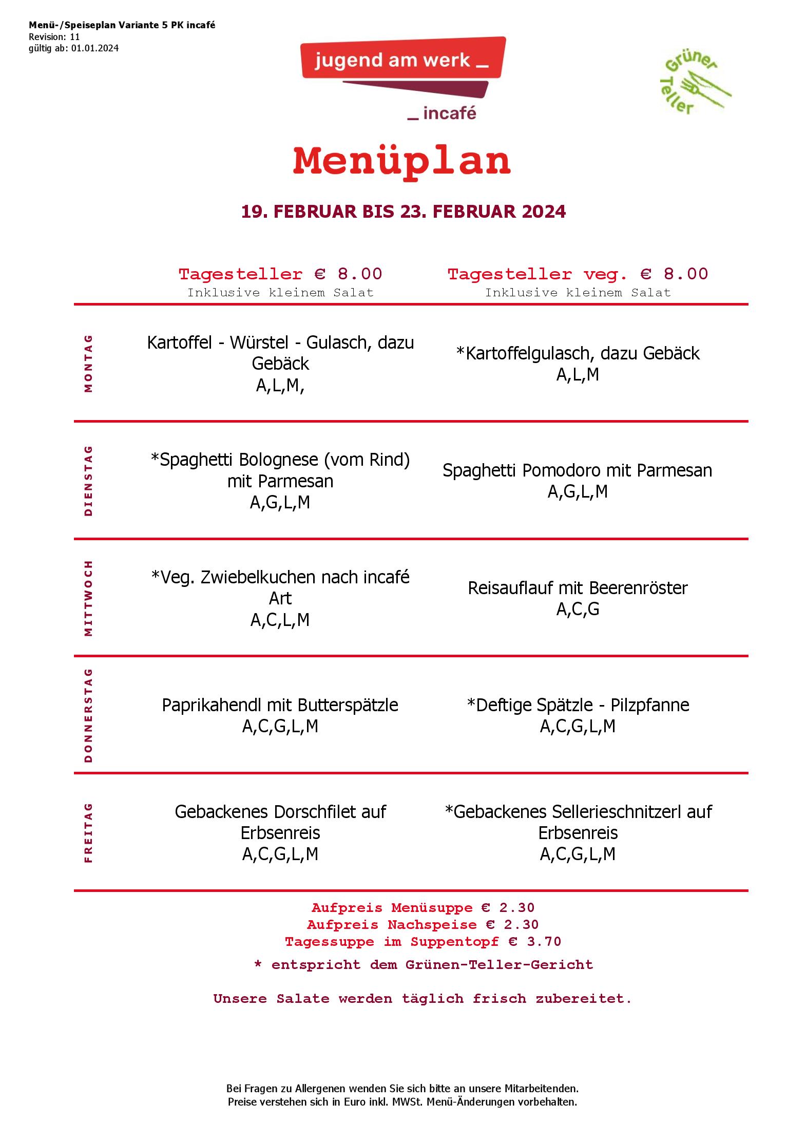 Speisekarte incafé in Graz, Seite 117