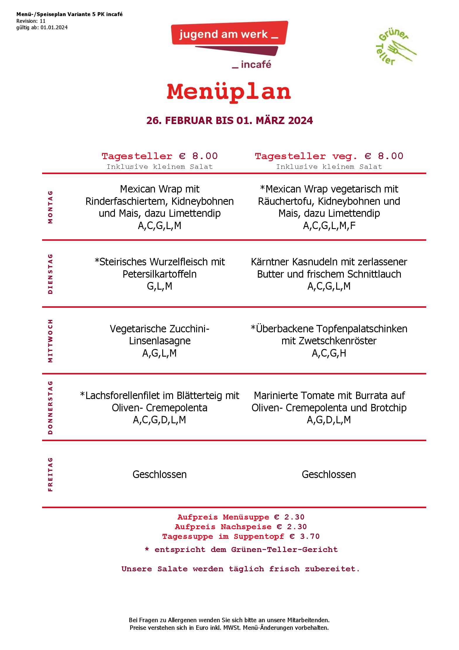 Speisekarte incafé in Graz, Seite 115