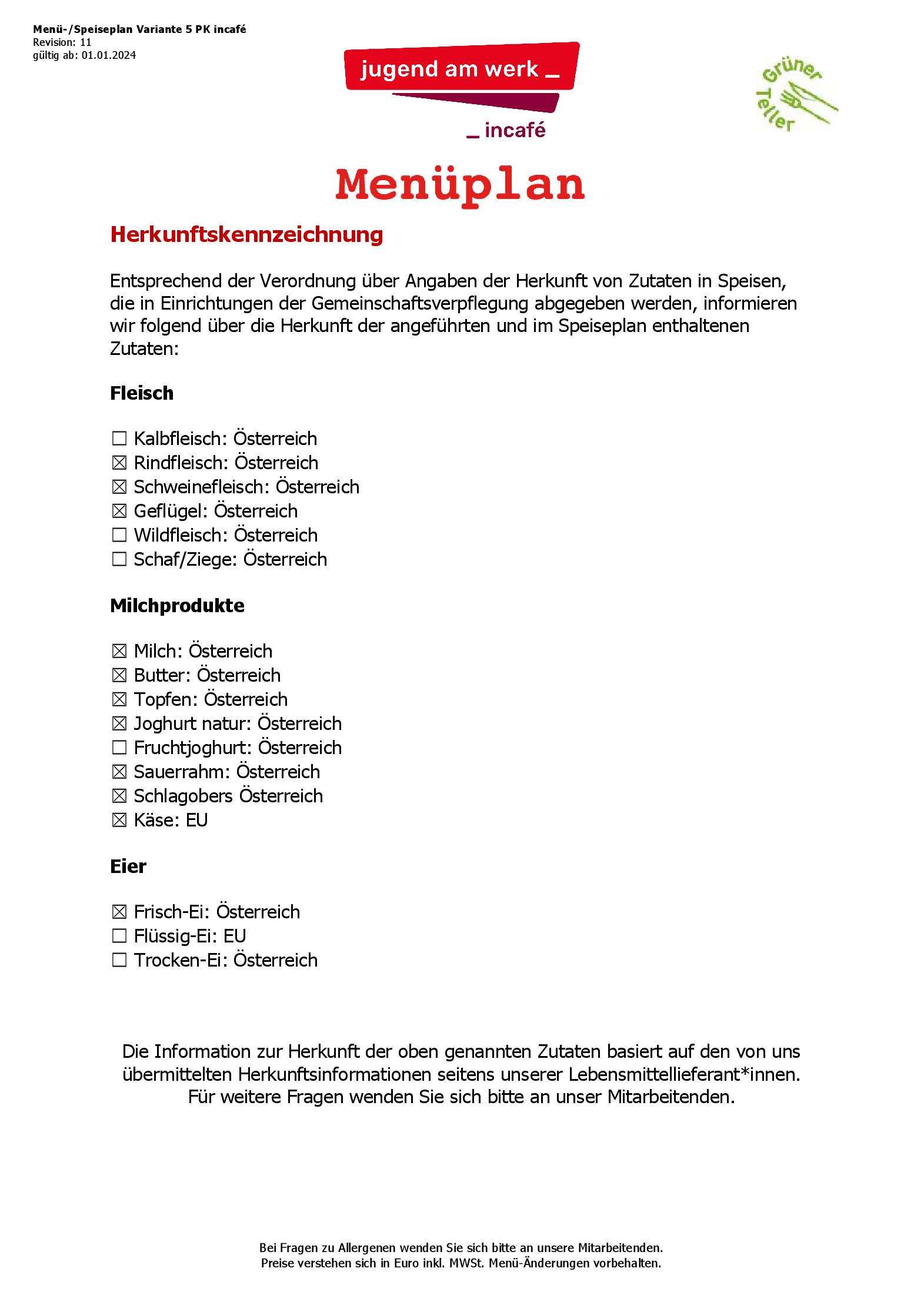 Speisekarte incafé in Graz, Seite 112