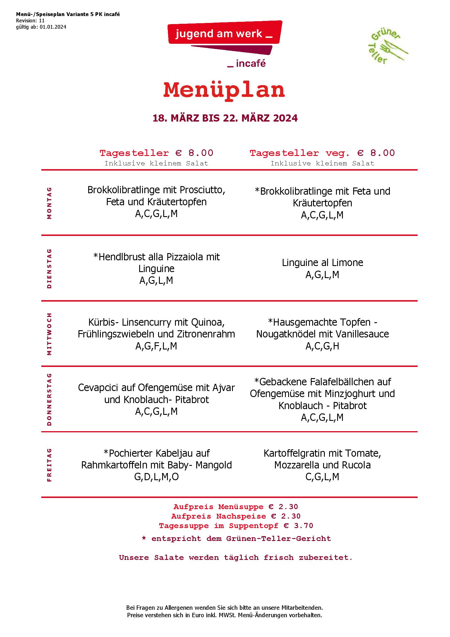 Speisekarte incafé in Graz, Seite 226