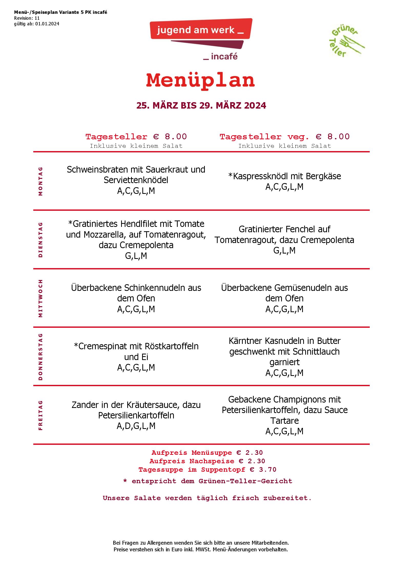 Speisekarte incafé in Graz, Seite 228