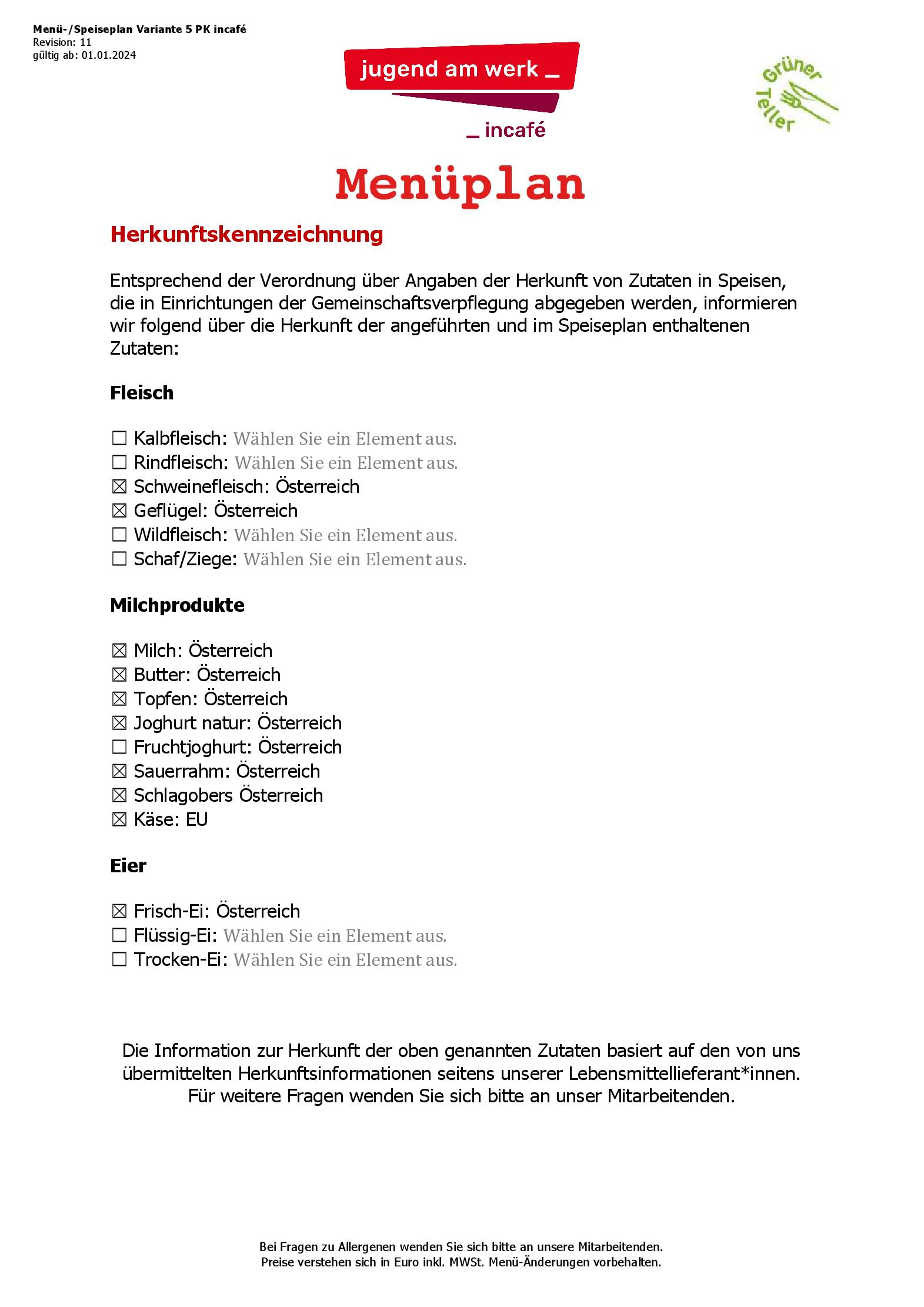 Speisekarte incafé in Graz, Seite 235