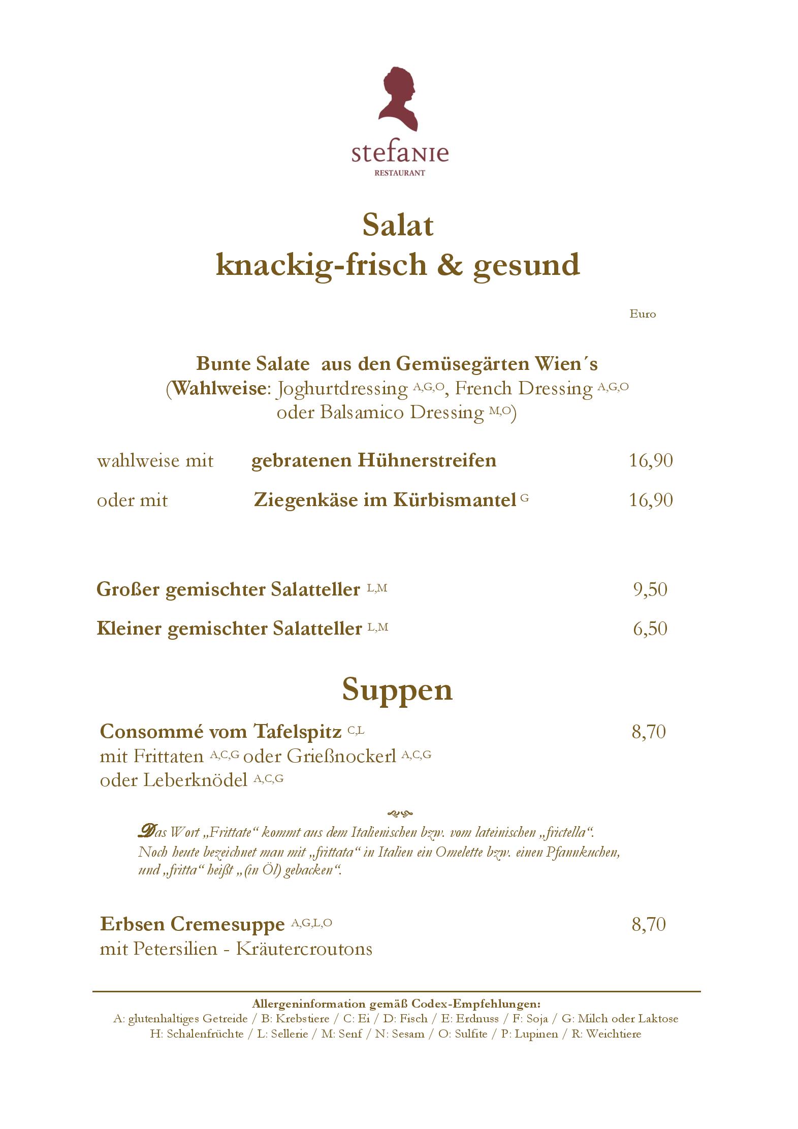 Speisekarte Restaurant Stefanie in Hotel Stefanie, Seite 3