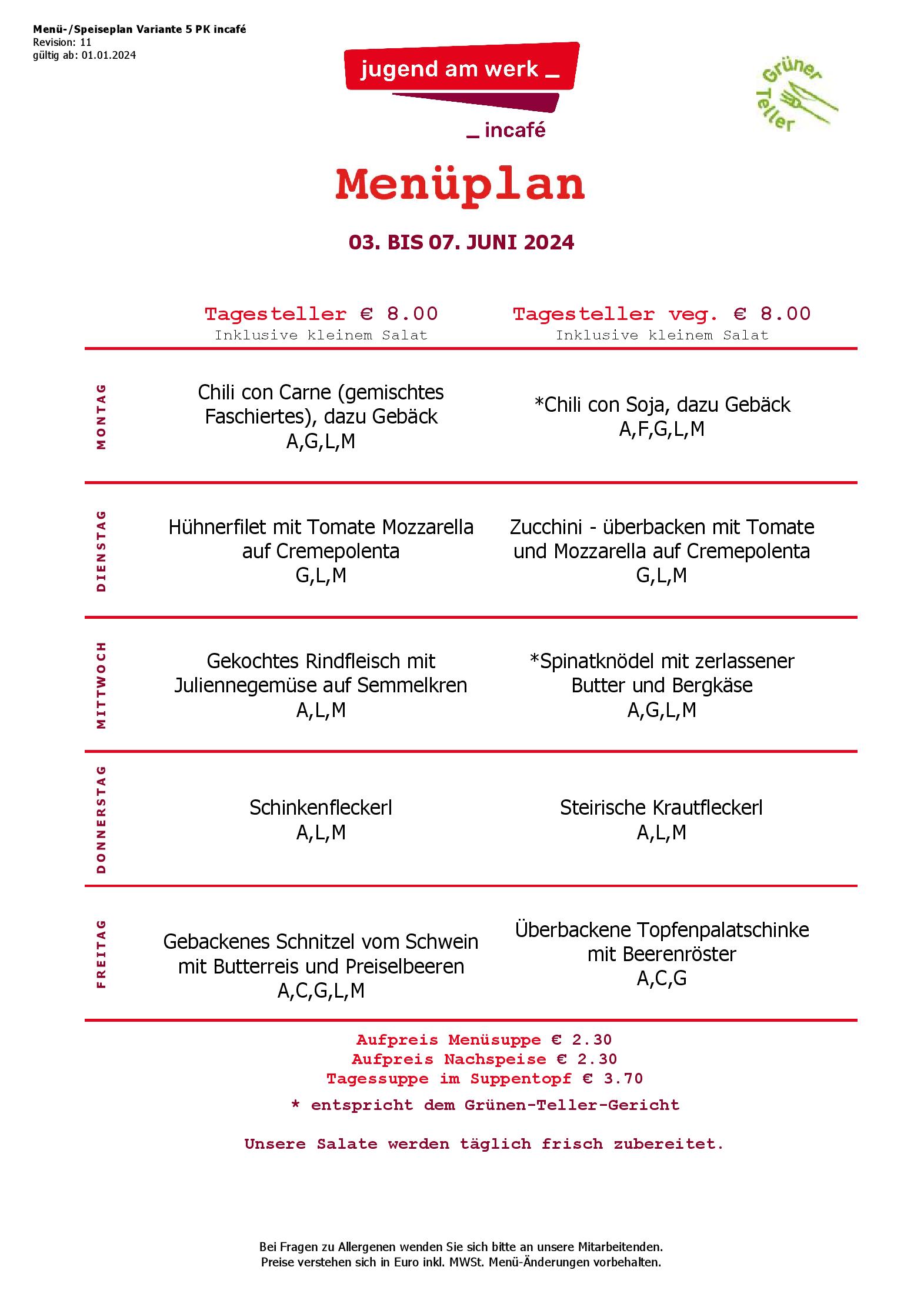 Speisekarte incafé in Graz, Seite 14