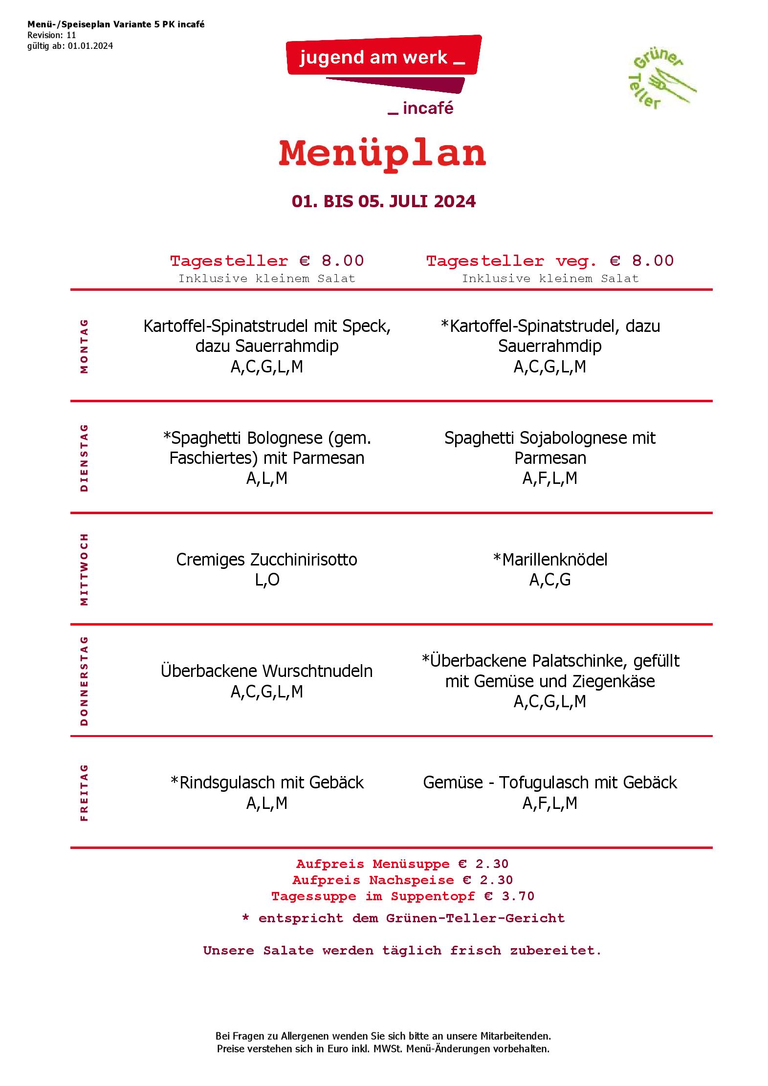 Speisekarte incafé in Graz, Seite 93