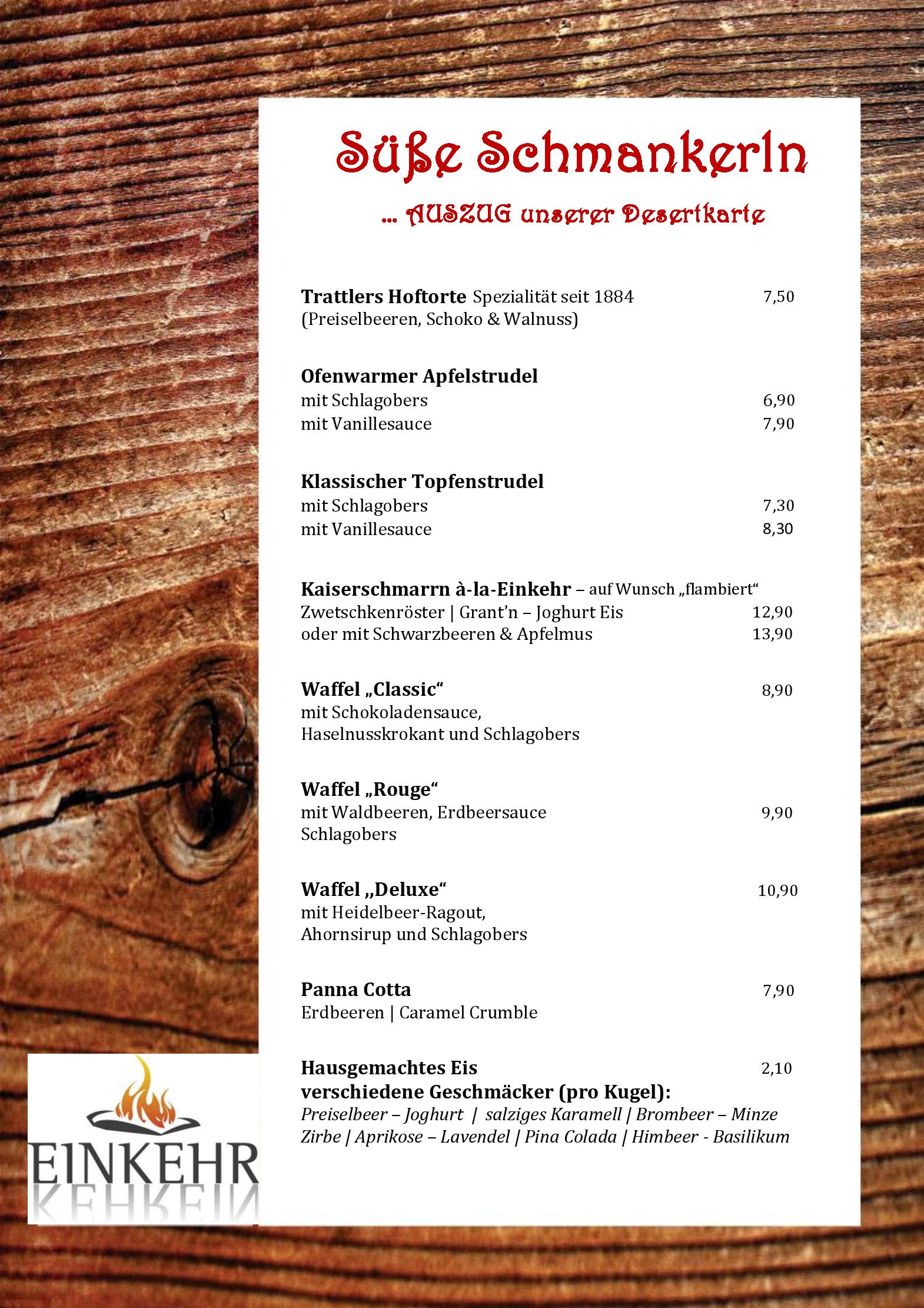 Speisekarte Trattlers Einkehr in Bad Kleinkirchheim, Seite 5