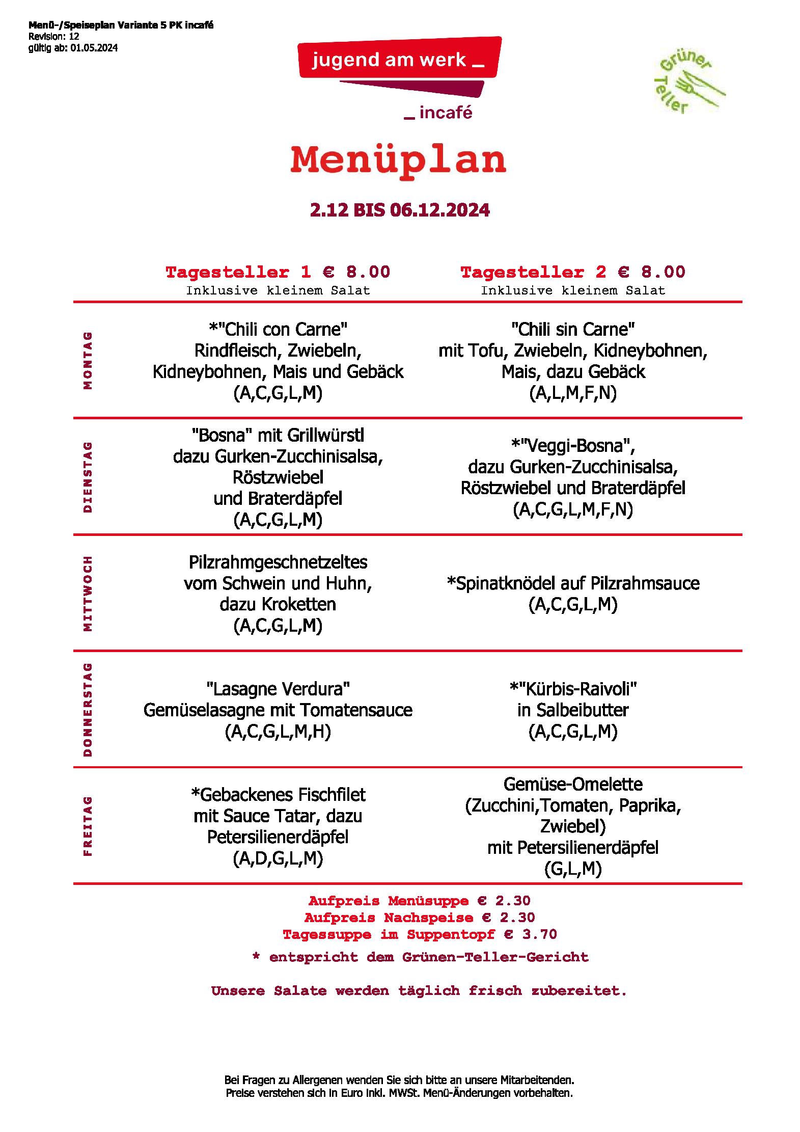 Speisekarte incafé in Graz, Seite 58