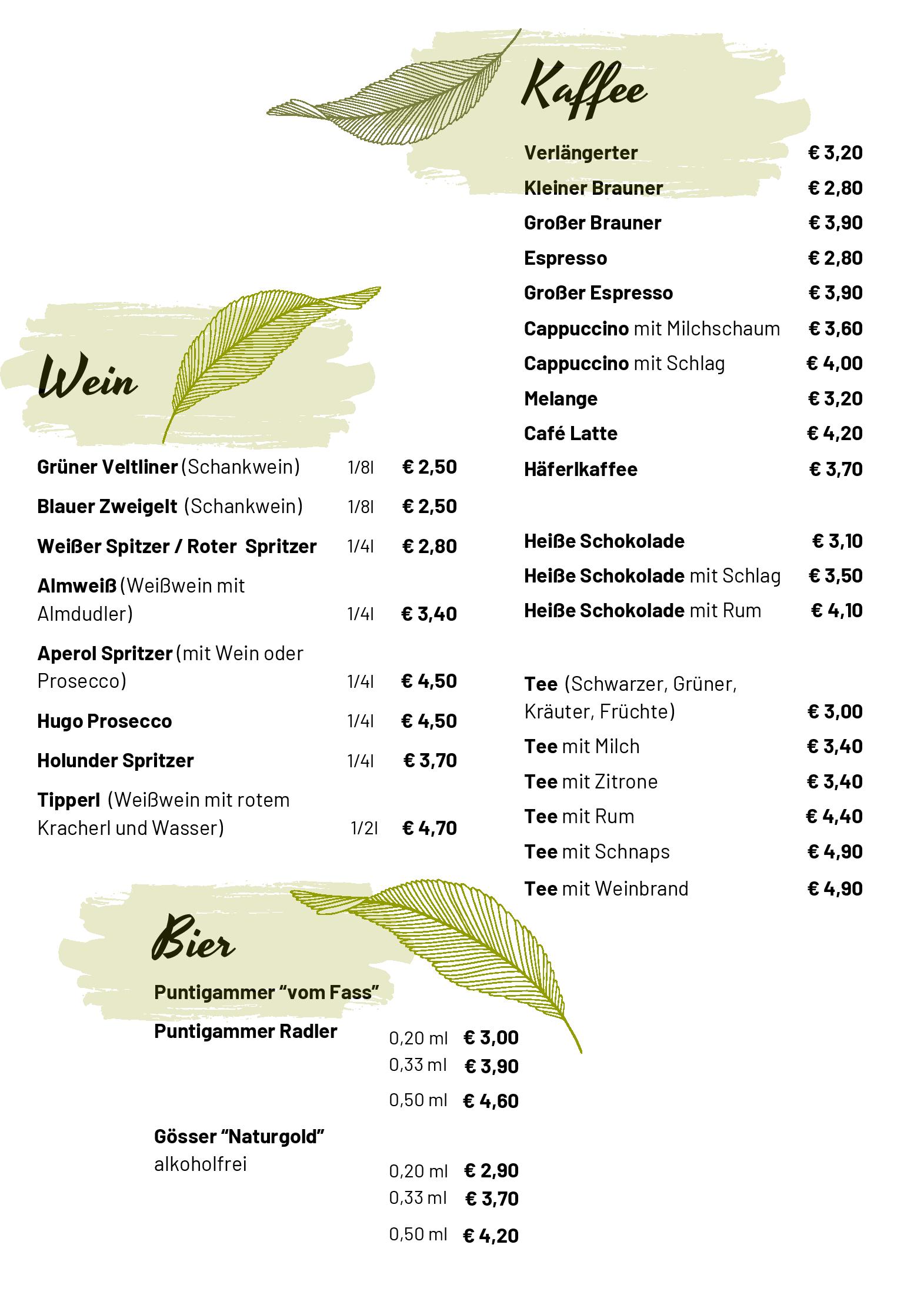 Speisekarte Schlagers Kaffeewirtshaus in Birkfeld, Seite 4