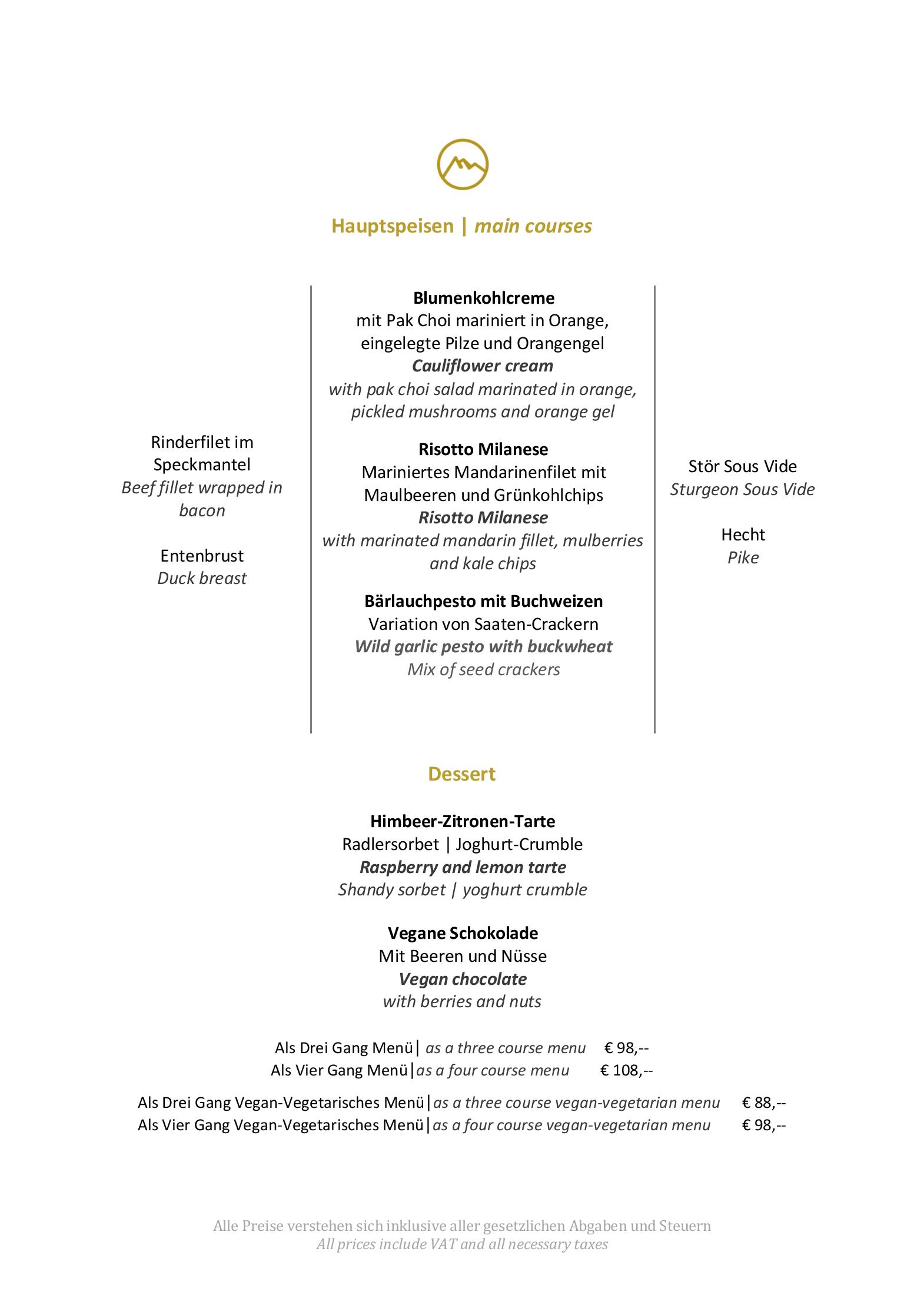 Speisekarte HOTEL GOLDENER BERG in Lech, Seite 3