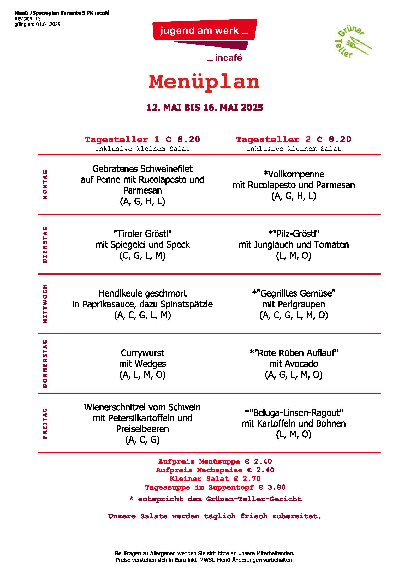 Speisekarte incafé in Graz, Seite 55