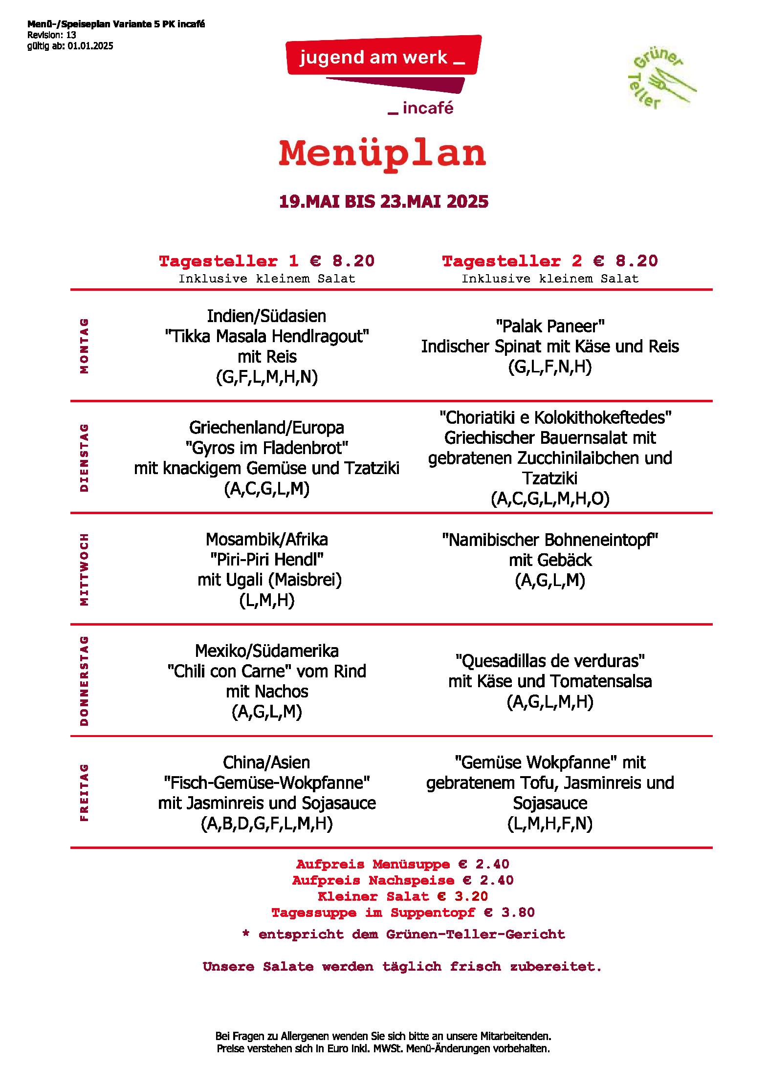 Speisekarte incafé in Graz, Seite 136