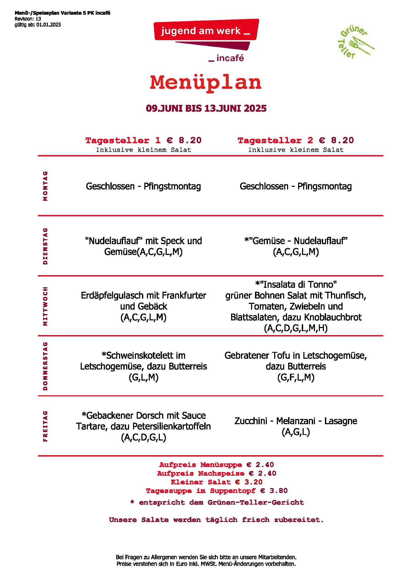 Speisekarte incafé in Graz, Seite 106