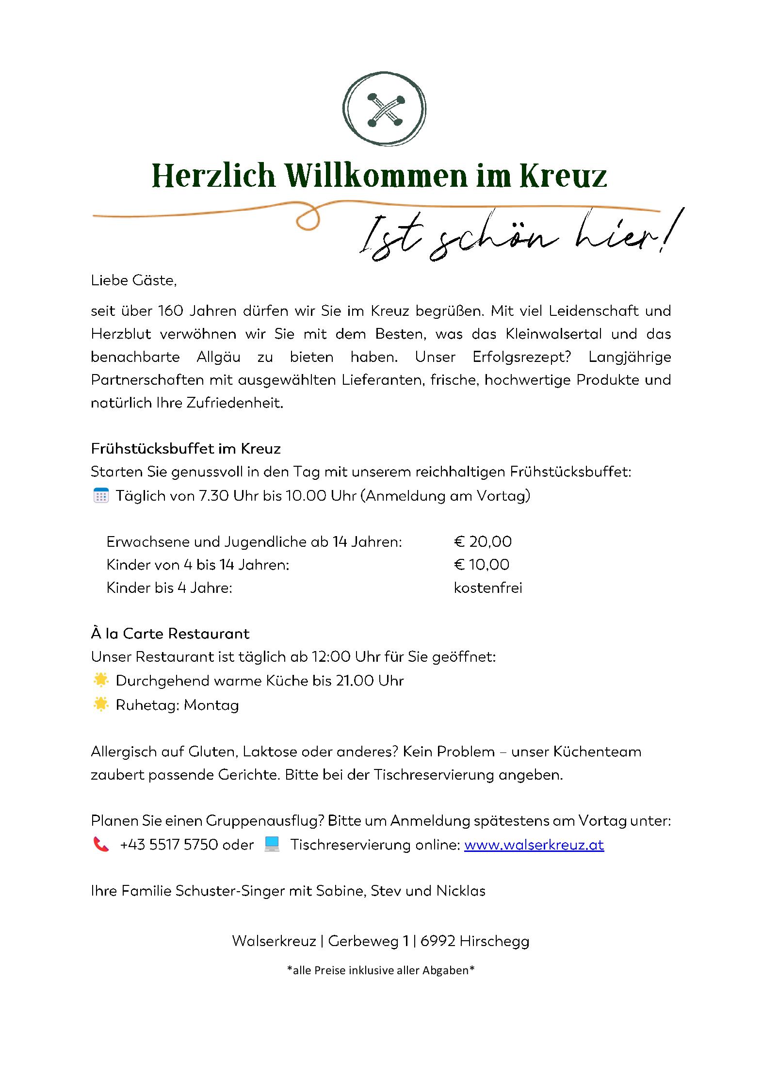 Speisekarte Walserkreuz in Hirschegg, Seite 20