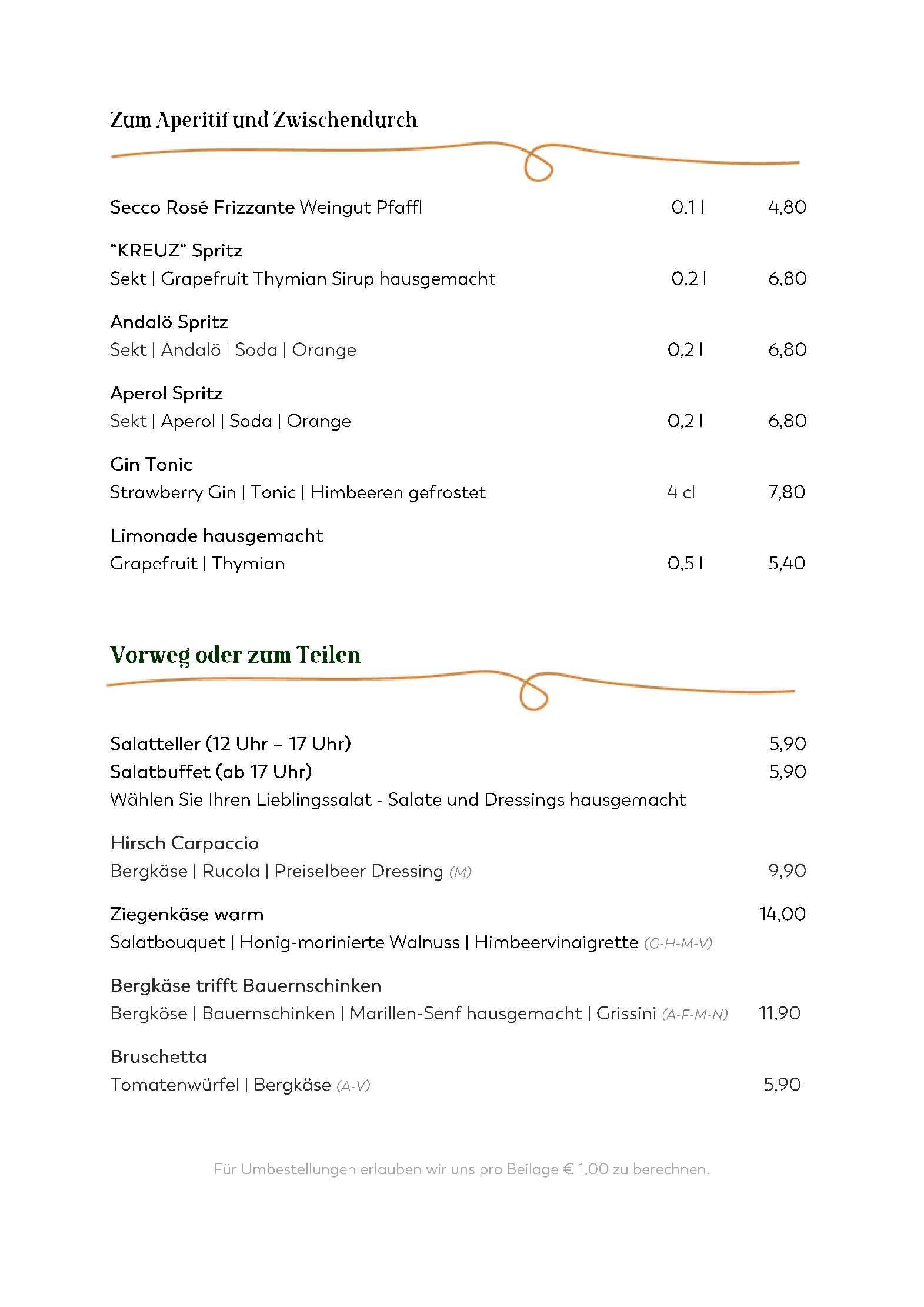 Speisekarte Walserkreuz in Hirschegg, Seite 8