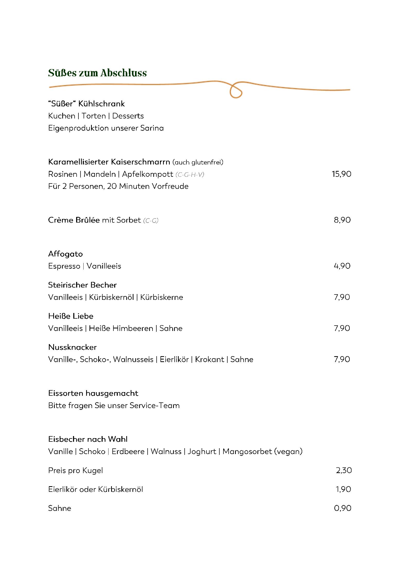 Speisekarte Walserkreuz in Hirschegg, Seite 9