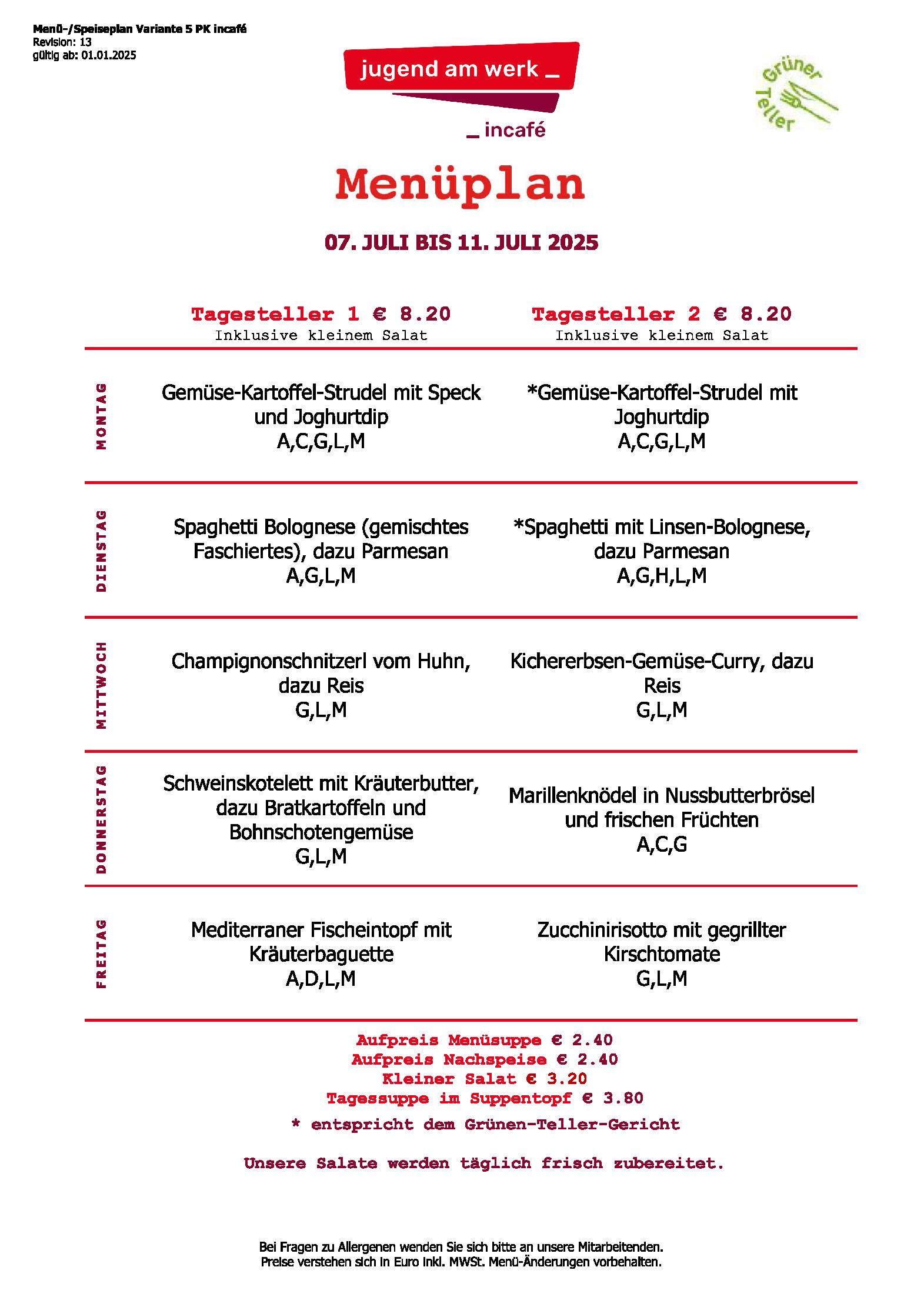 Speisekarte incafé in Graz, Seite 24