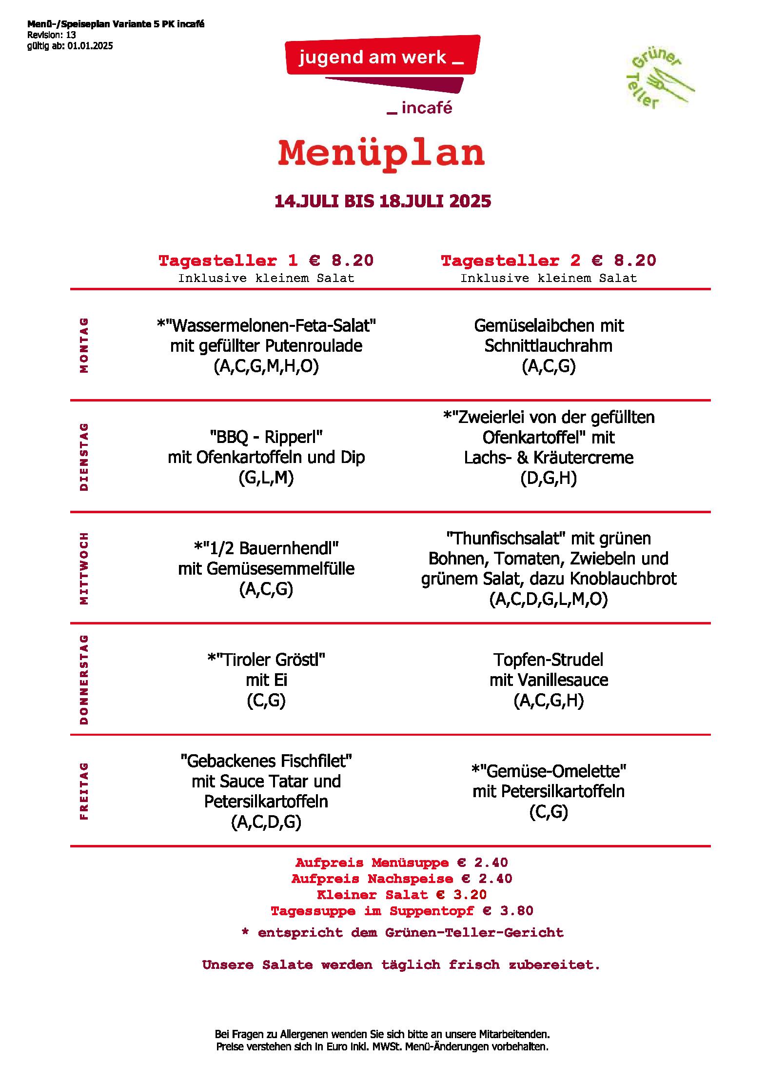 Speisekarte incafé in Graz, Seite 23