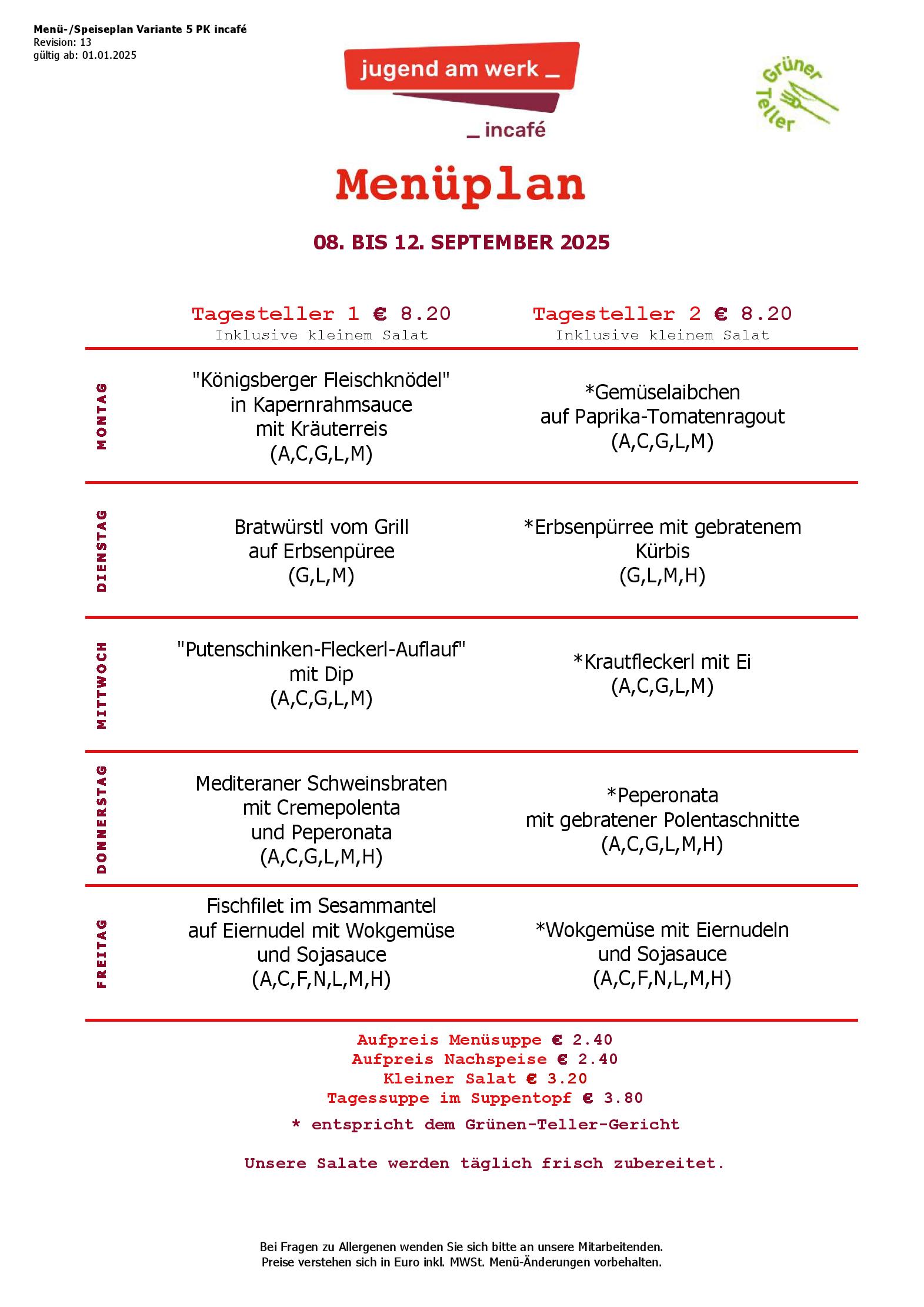 Speisekarte incafé in Graz, Seite 239